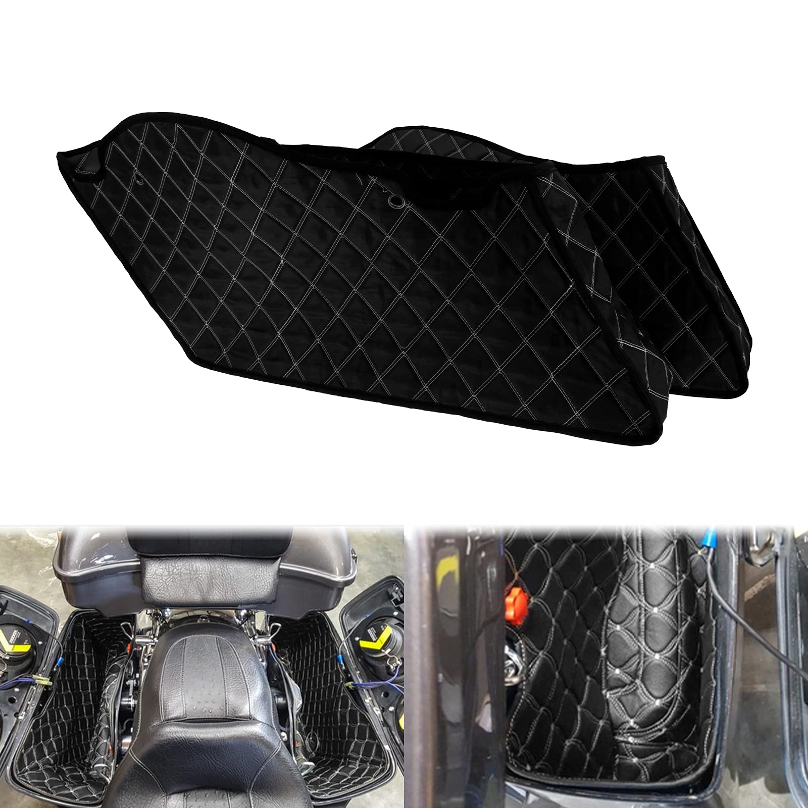HDBUBALUS Non-Stretched Saddlebag Liners Inserts White Thread Compatible with Harley 2014-2022 1 Pair