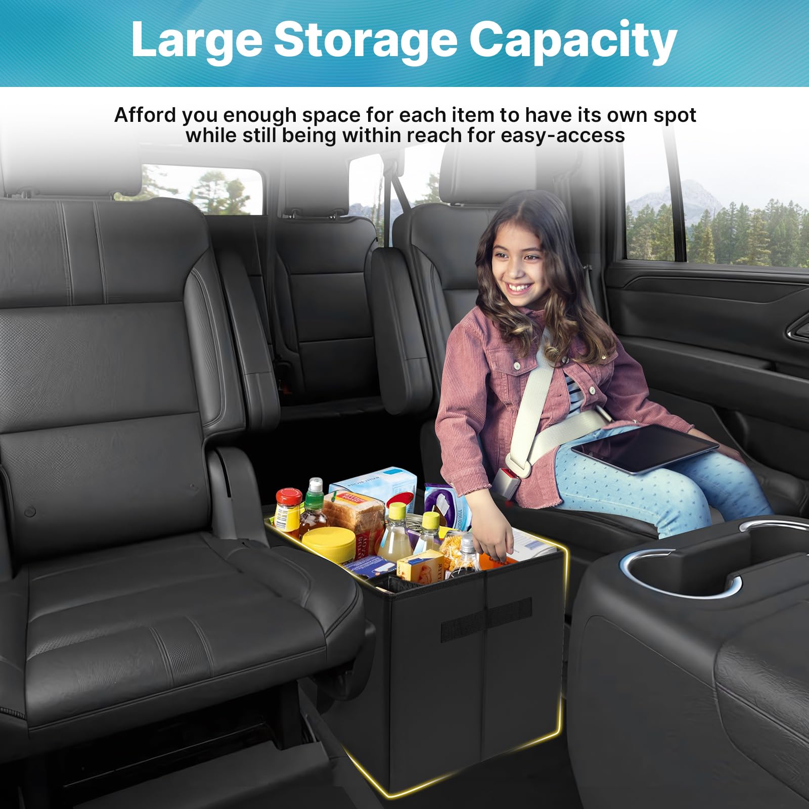Mixsuper Liner Car Seat Organizer for 2021-2026 Chevy Suburban, Black Cardboard, Backseat Storage for Kids & Pets