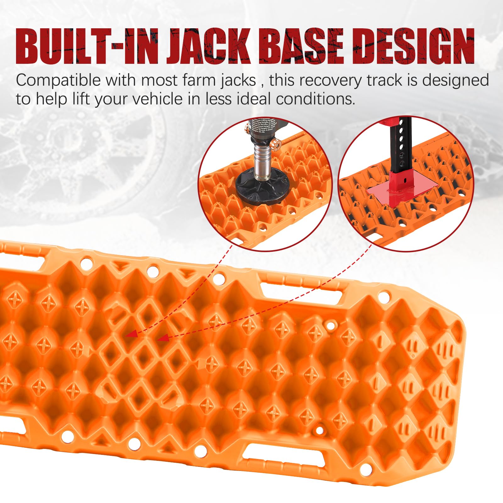 Bunker Indust Off-Road Traction Boards With Jack Base, 1 Pair Recovery Tracks Mat For 4X4 Jeep Truck Tire Traction-Sand,Mud, Sno