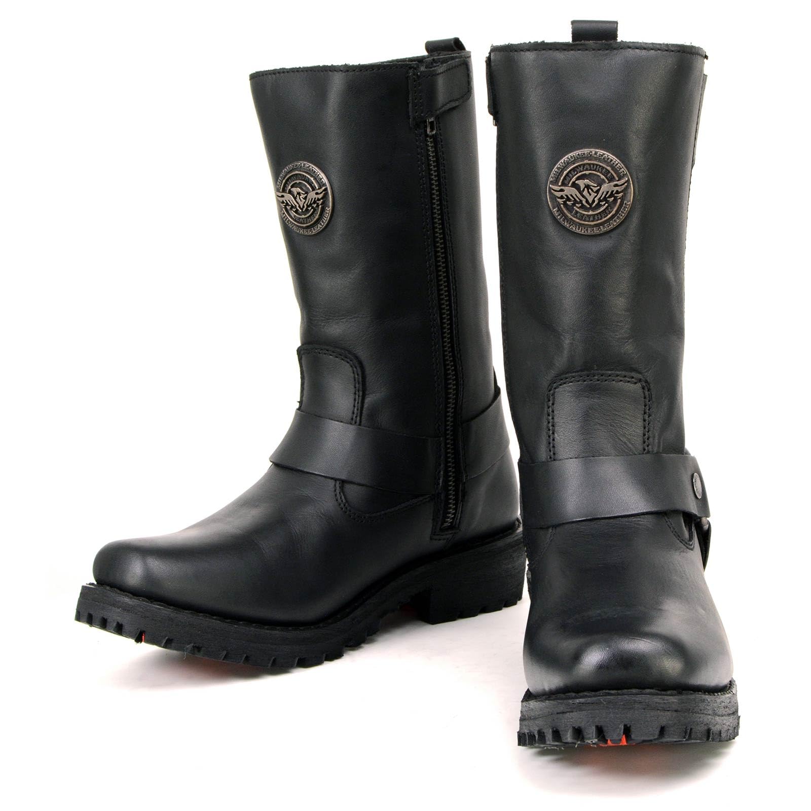 Milwaukee Leather Women's Black Leather 11" Classic Harness Motorcycle Boots, Size 5, Model MBL9360