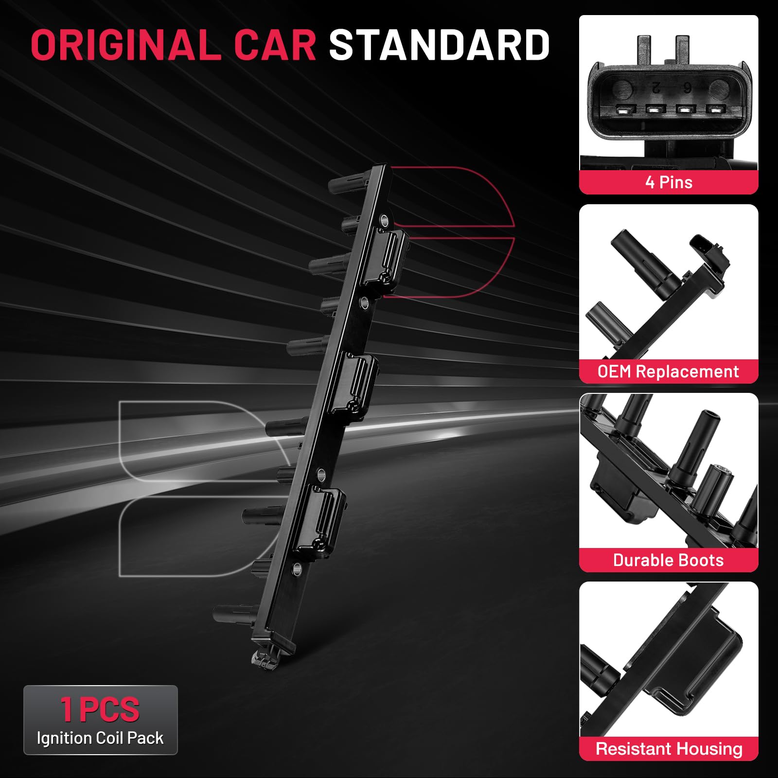 Bdfhyk Uf296 Ignition Coil Pack Compatible With 01 02 03 04 05 06 Jeep Grand Cherokee Tj Wrangler 2.4L 2.5L 4.0L 4.7L L4 L6 V8 C