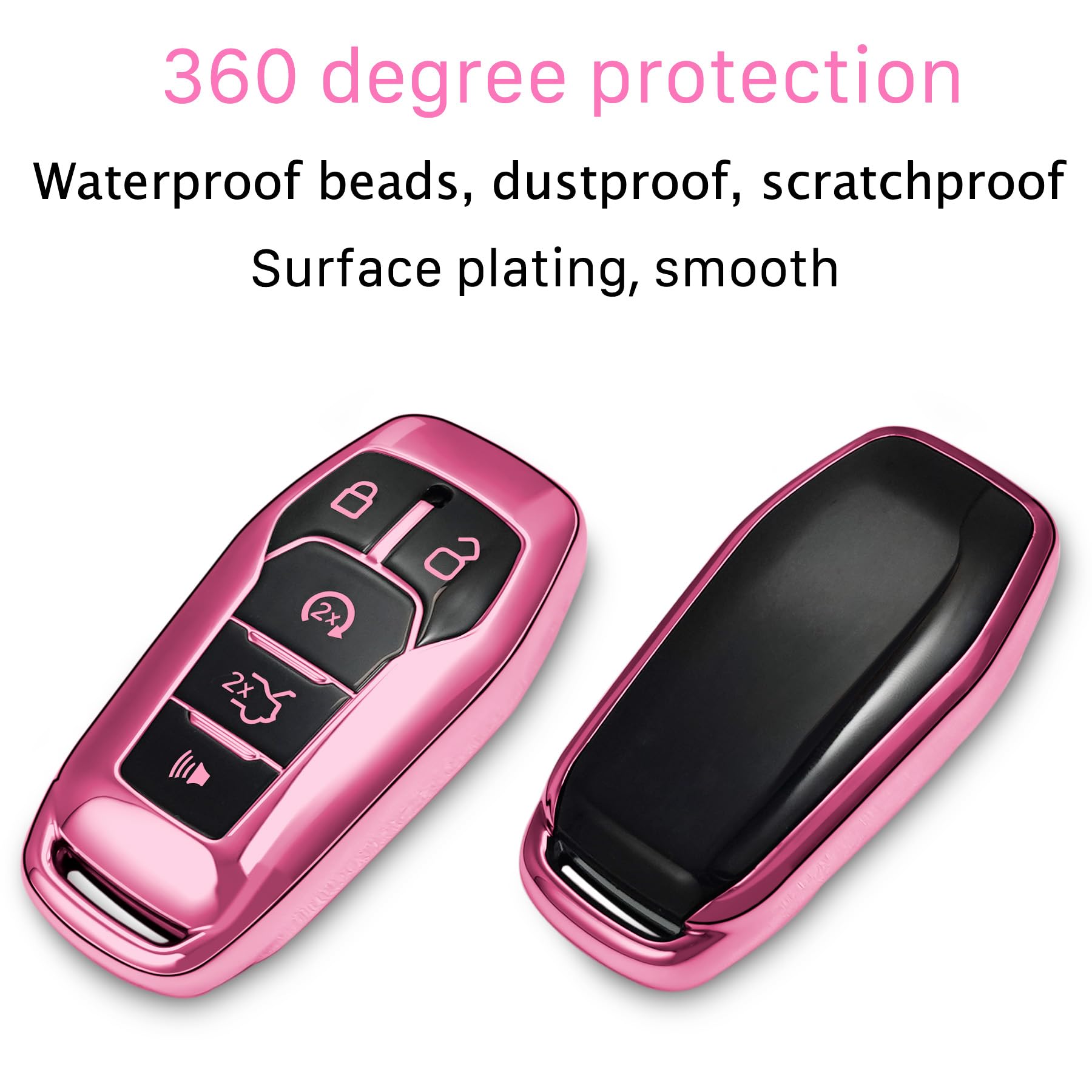 Kirsnda For Ford And For Lincoln Key Fob Cover Case,With Keychain Fit Explorer For Mustang For Edge Fusion Mkz Mkc Smart Remote