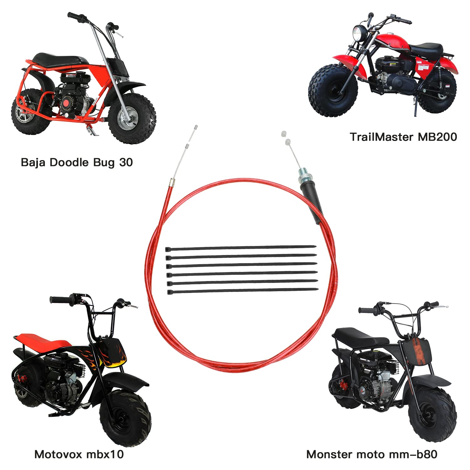 Yoxufa 50 Inch Throttle Cable For Predator 79Cc 97Cc 196Cc 212Cc 2.5Hp Baja Doodle Bug Racer Db30 Warrior Heat Mb200 Coleman Ct1