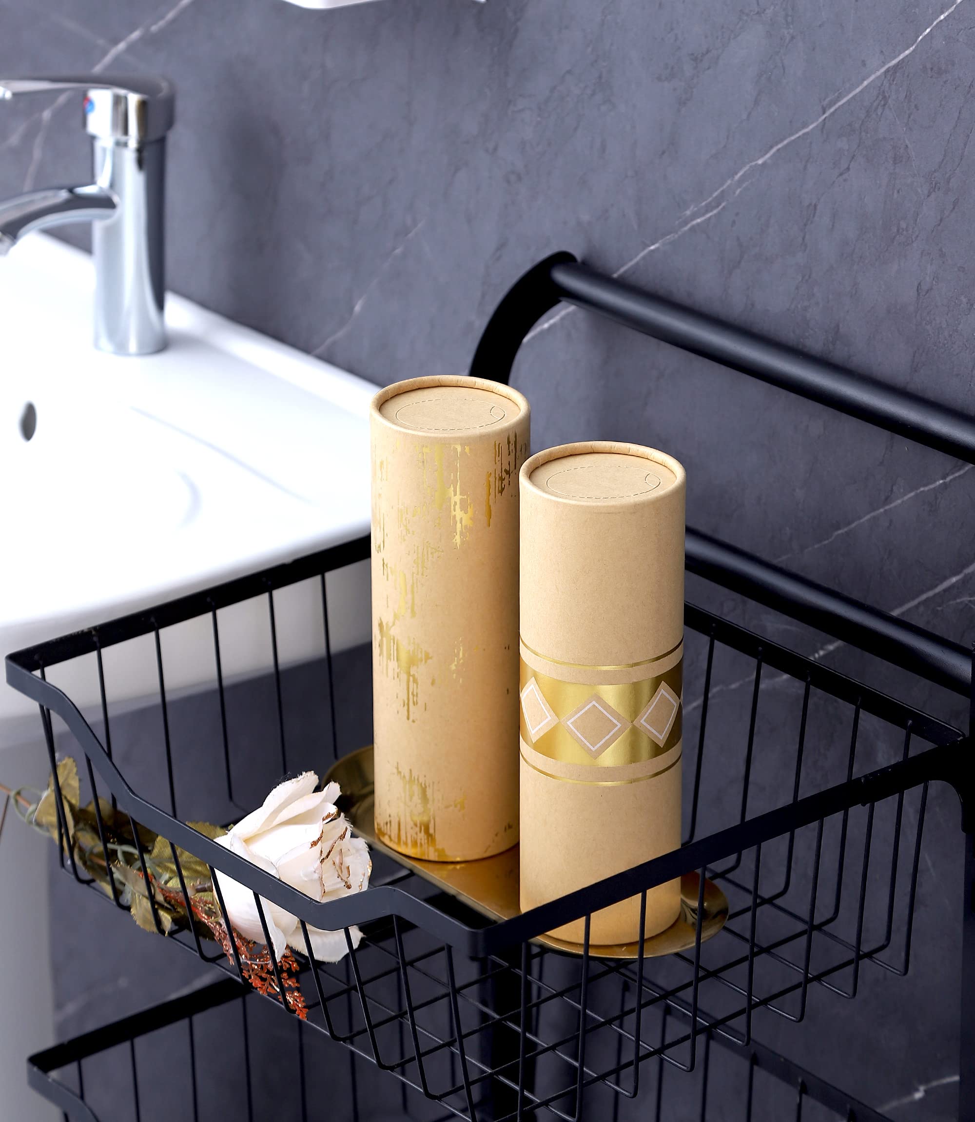 Car Tissue Holder With 3-Ply Facial Tissues Bulk - 4 Pk Gold Foil Cylinder, For Car, Travel Cup Holder, Refill Box Round Contain