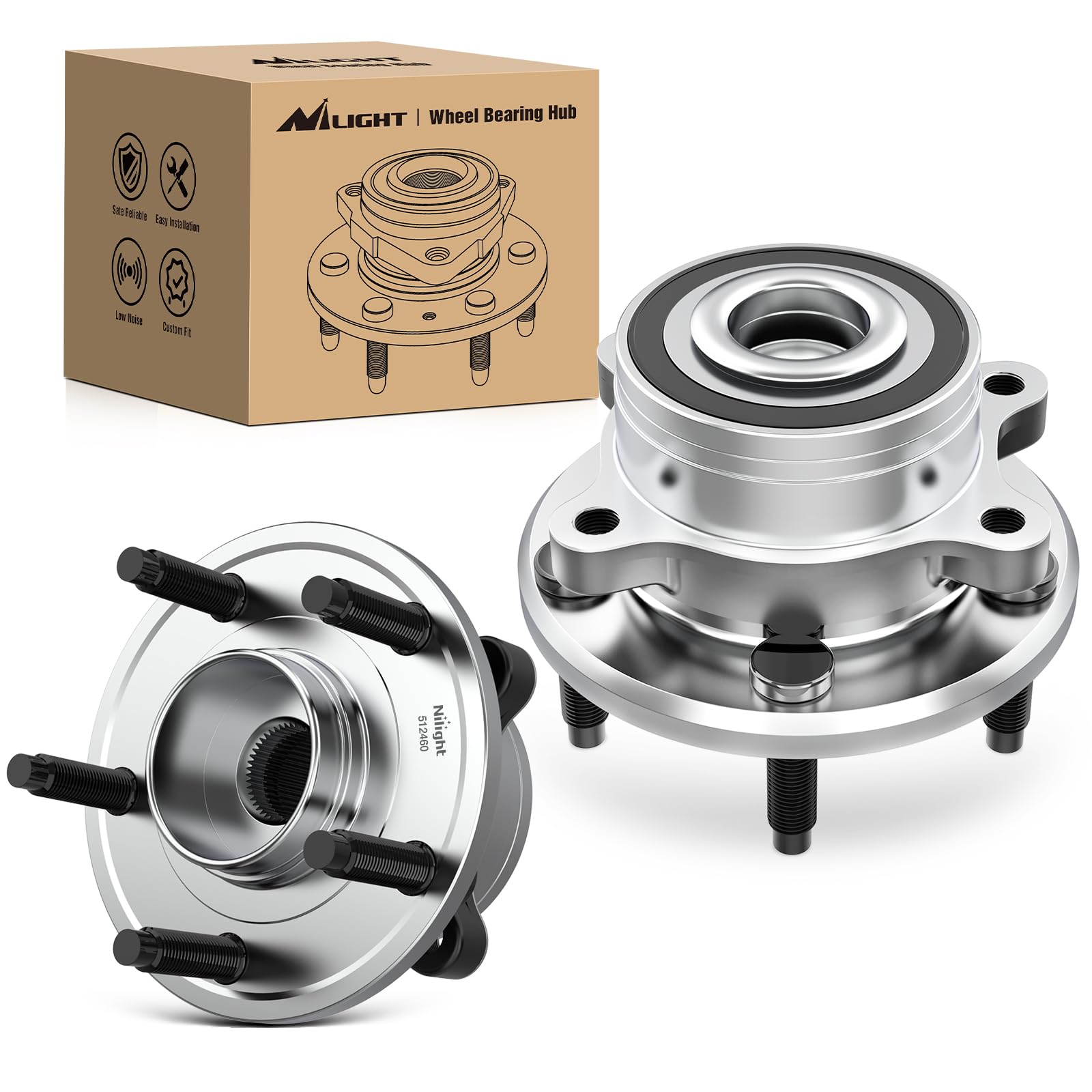 Nilight Front or Rear Wheel Bearing and Hub Assembly for Ford Explorer 2011 2012 2013 2014 2015 2016 2017 2018 2019, Ford Police