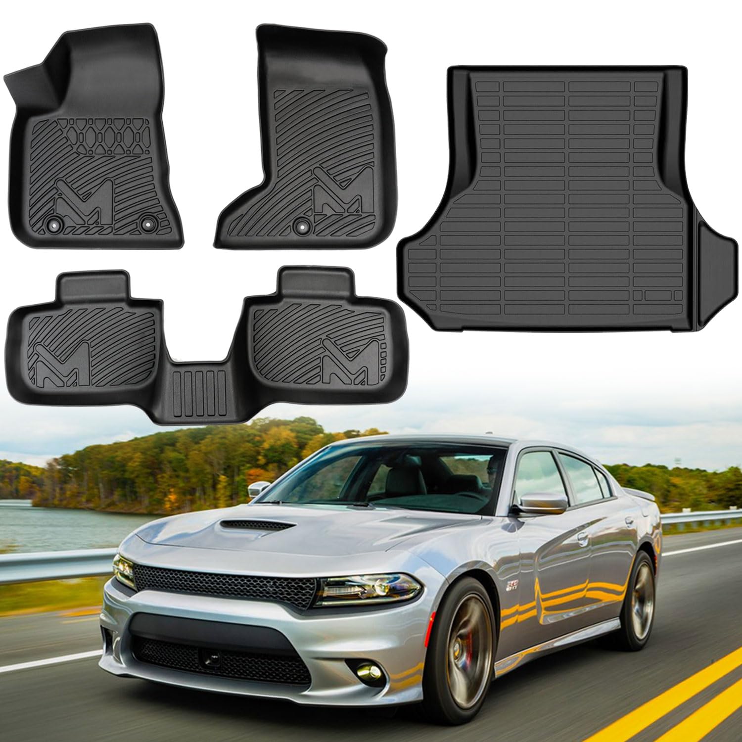 Tpe Automotive Floor Mats & Cargo Liner Custom For 2011-2023 Dodge Charger Awd/Chrysler 300 Awd, All Weather Cover Protection Wa