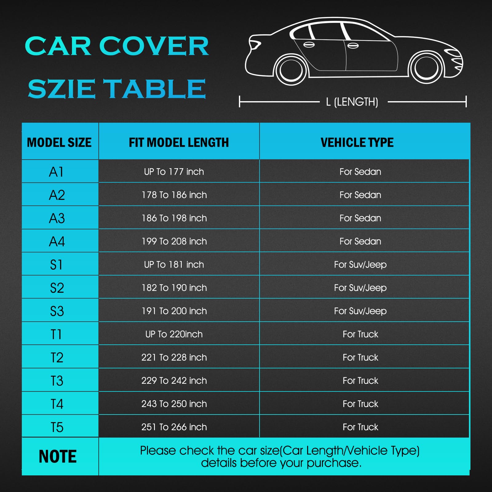 Car Cover Waterproof All Weather Full Outdoor Pickup Truck Cover Rain UV Protection, Size T1 Universal Fit for Ford Ranger/F150