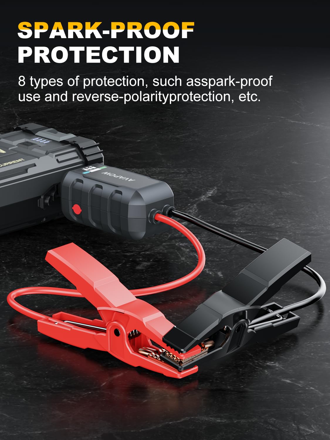 AVAPOW Car Jump Starter 4000A Peak - Portable Battery Booster for Gas & Diesel, 12V Jump Box with LED Light & USB Quick Charge 3.0
