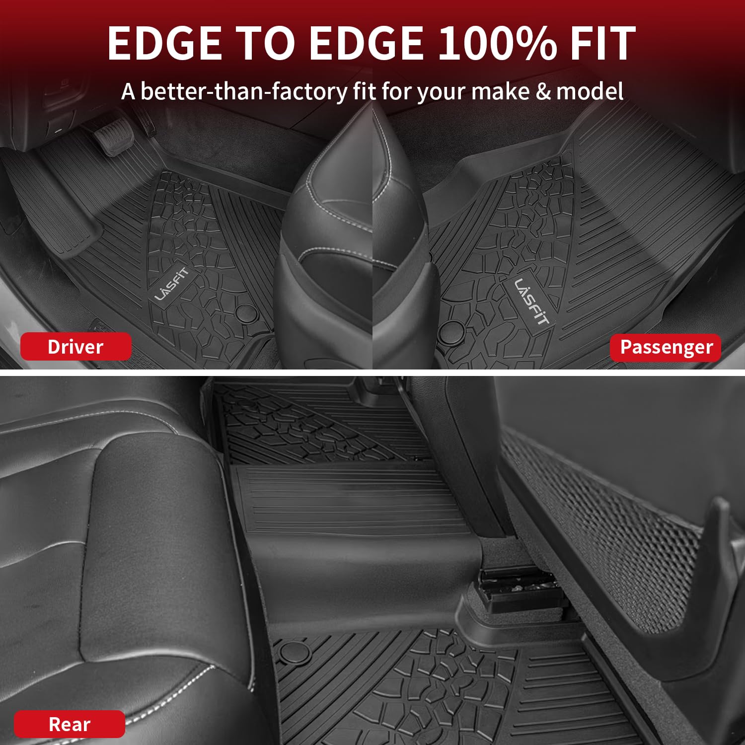 Lasfit Floor Mats For Jeep Grand Cherokee 2022-2025 5-Seat (Include 4Xe, Not For L) All Weather Tpe Custom Fit Car Mats Floor Li