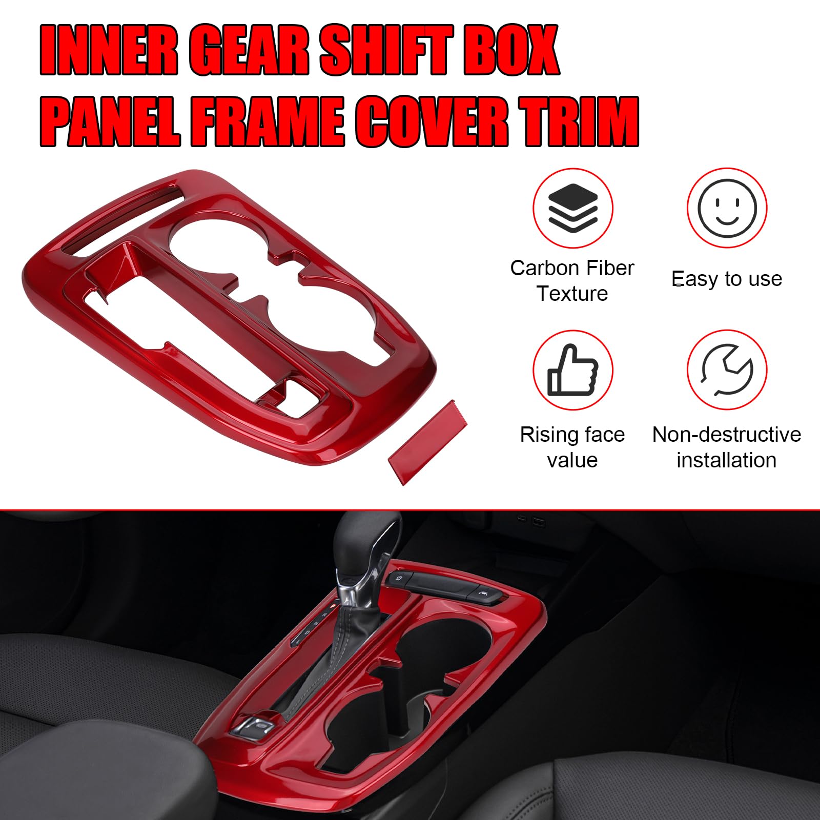 ZWPARTS Gear Shift Panel Trim Cover Compatible with 2024 2025 Chevy Trax (LS,1RS,LT,2RS,ACTIV) ABS Shift Panel Cover for 2024 Tr