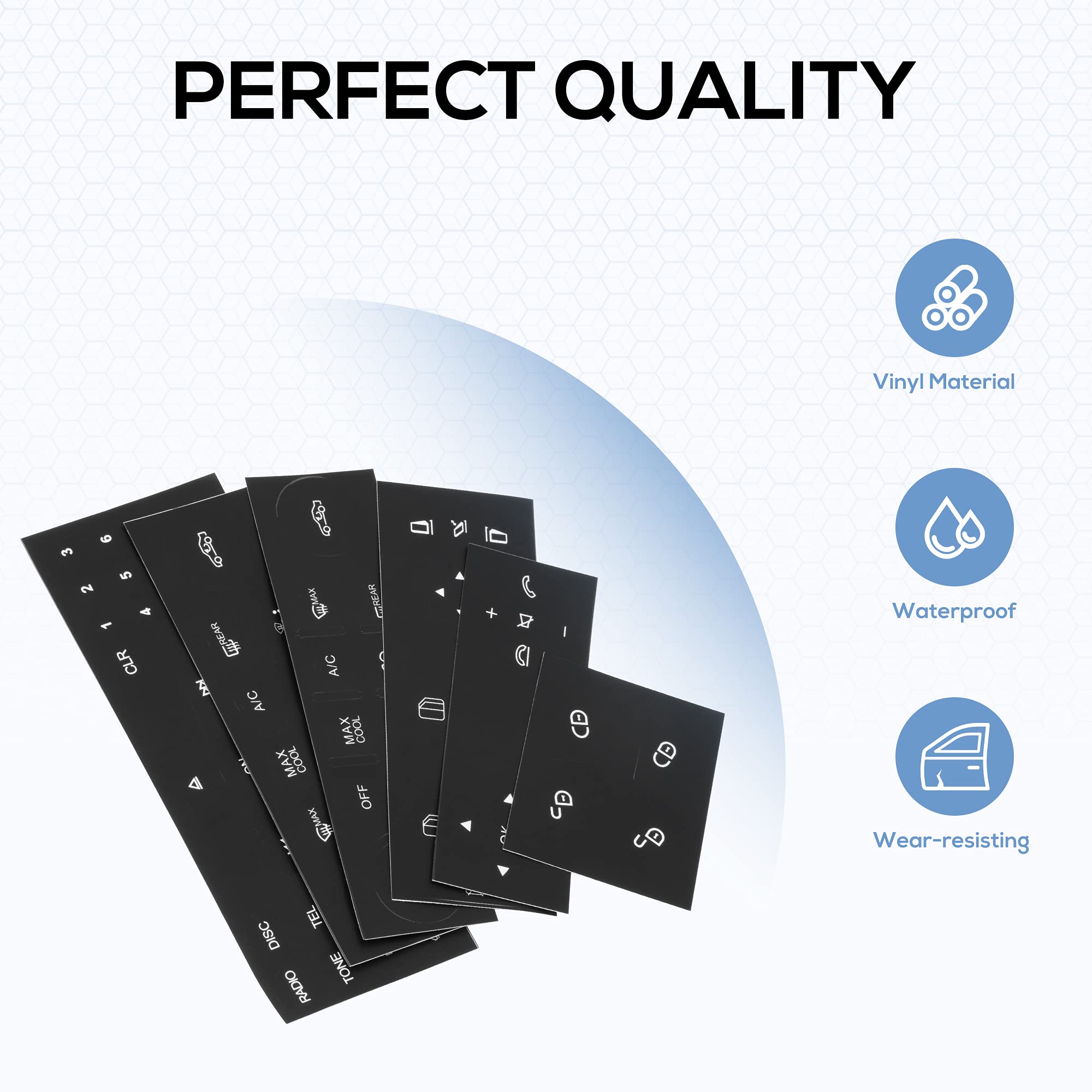 Rdbs Interior Button Repair Kit Steering Wheel Ac Window Radio Number Door And Air Conditioner Decals Stickers For 2007-2014 Mercedes Benz W204 C250 C350 E-Class Ml Gl Glk