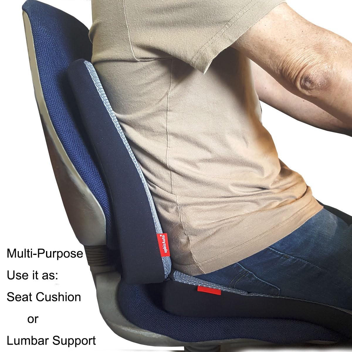 Yupbizauto New Breathable Comfortable Ergonomic Wedge Car Seat Office Chair Back Support Cushion (Black Mesh)
