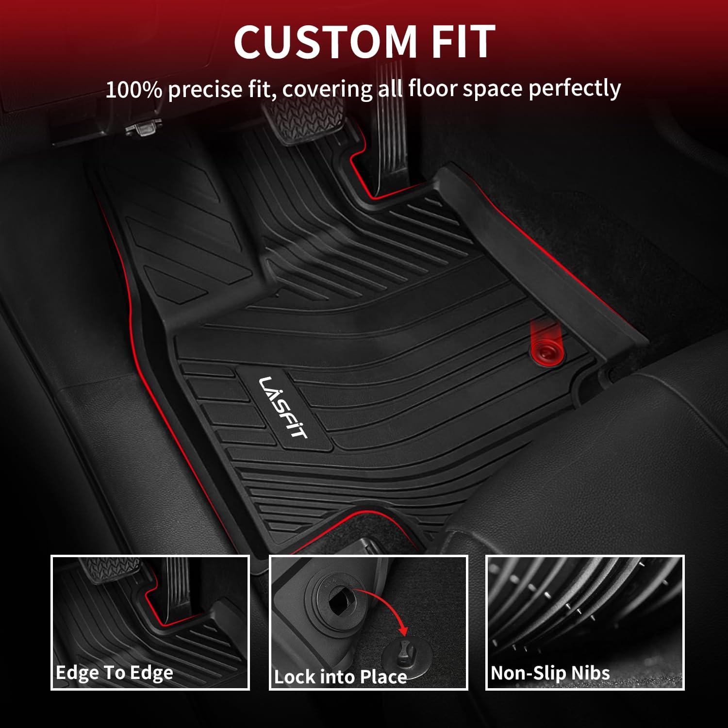 Lasfit Floor Mats For Toyota Grand Highlander 2024-2025 (Include Hybrid) & For Lexus Tx350 2024, Custom Fit Tpe All Weather Floo