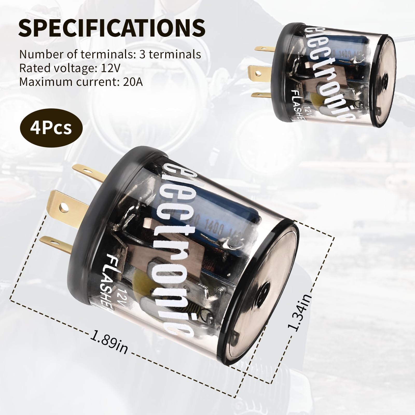 Hbxdeco 4PCS LED Flasher Relay, 3 Pin 12V Heavy Duty LED Turn Signal Relay for Fixing Hyper Flashing, 2 Prong Round Electronic F