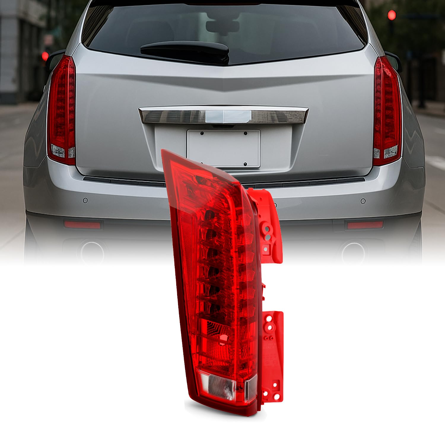 AKKON - Fits 2010-2016 Cadillac SRX LED Running Reverse Chrome Red Clear Tail Lamp Brake Light Driver Left Side