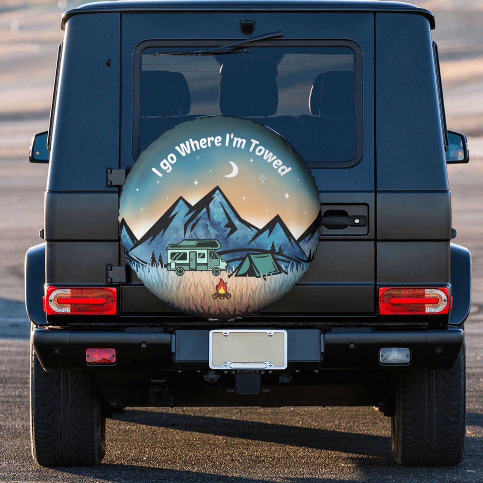 Gwomo I Go Where I'M Towed Spare Tire Cover Weatherproof Wheel Protectors Universal Fit For Trailer Rv Suv Truck Camper Travel Trailer 14