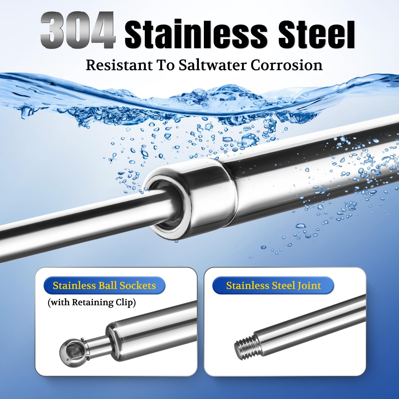 Arana Marine Gas Struts Stainless Steel 20 Inch 100 Lbs, 20    Boat Gas Shock Stainless, 60 Pounds Lift Support Spring For Boat