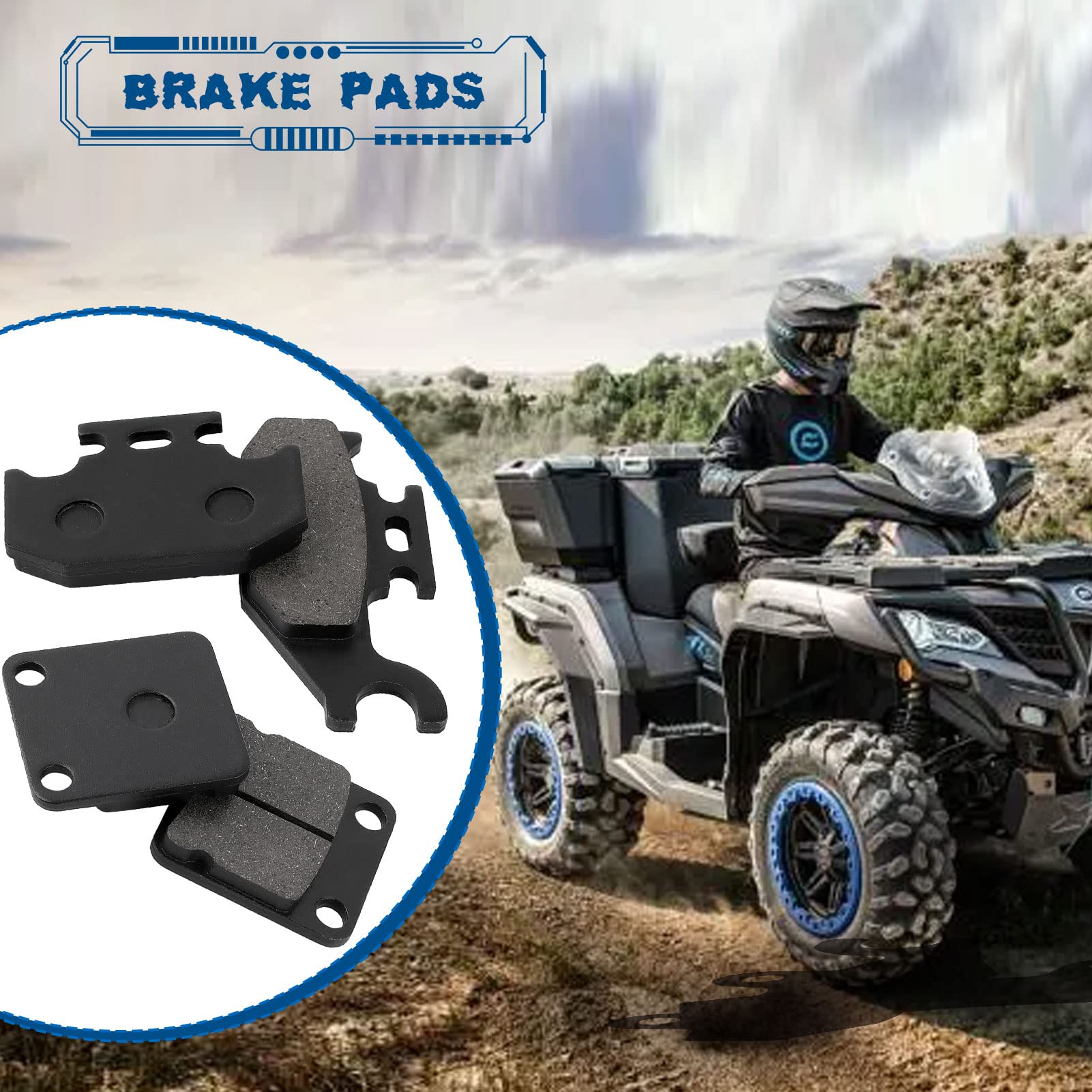 Locopow Front And Rear Brake Pads For Yamaha Kodiak 400 450 2000 2001 2002 2003 2004 2005 Grizzly 400 450 2007 2008 2009 2010 Wo