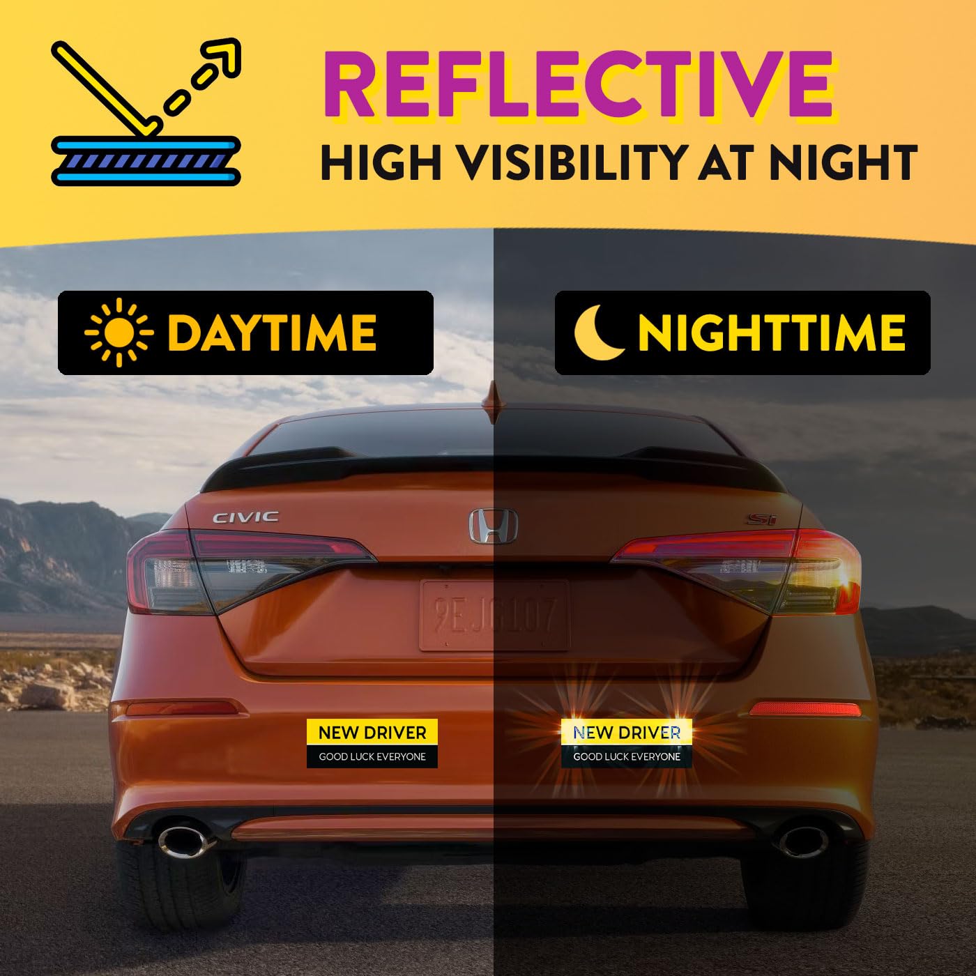 Rio Salto 3-Pack Large Reflective New Driver Car Magnet Please Be Patient Magnet Permit Student Driver Magnets Sticker Cool Pran