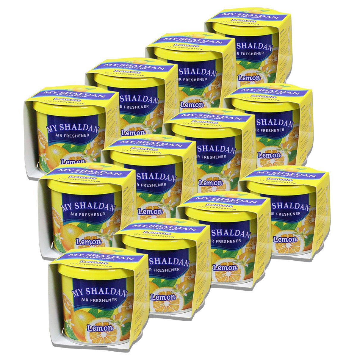 Pack Of 12 My Shaldan Japanese Car Cup-Holder Natural Air Freshener Cans (Lemon Scented)