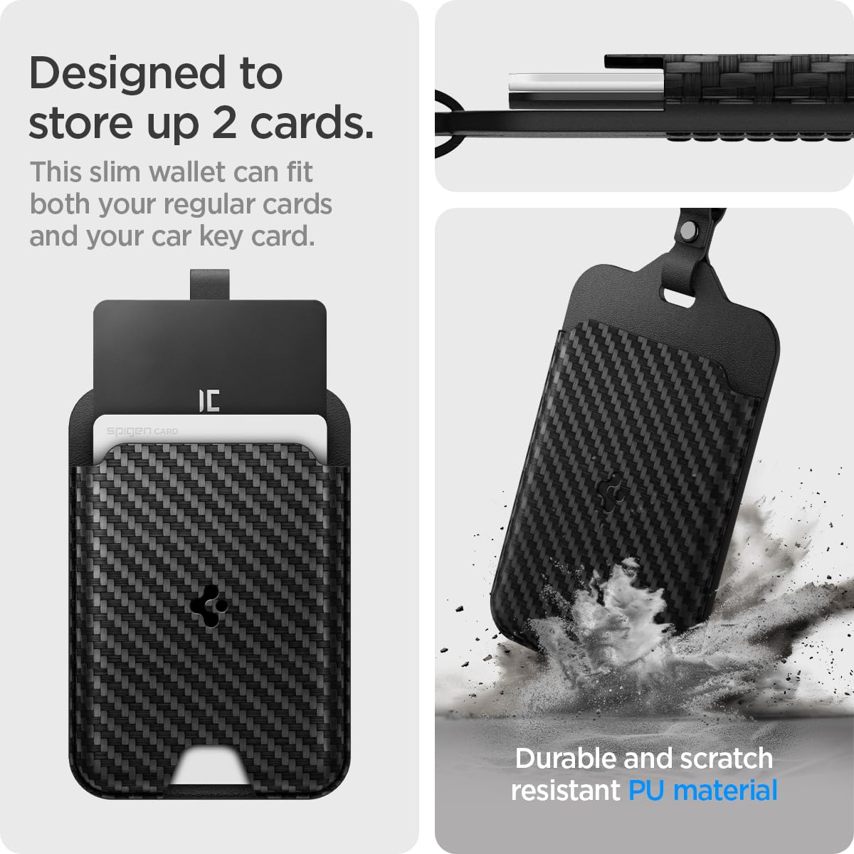 Spigen Card Holder Case Designed For Tesla Key Cards (Vegan Leather) - 2 Pack