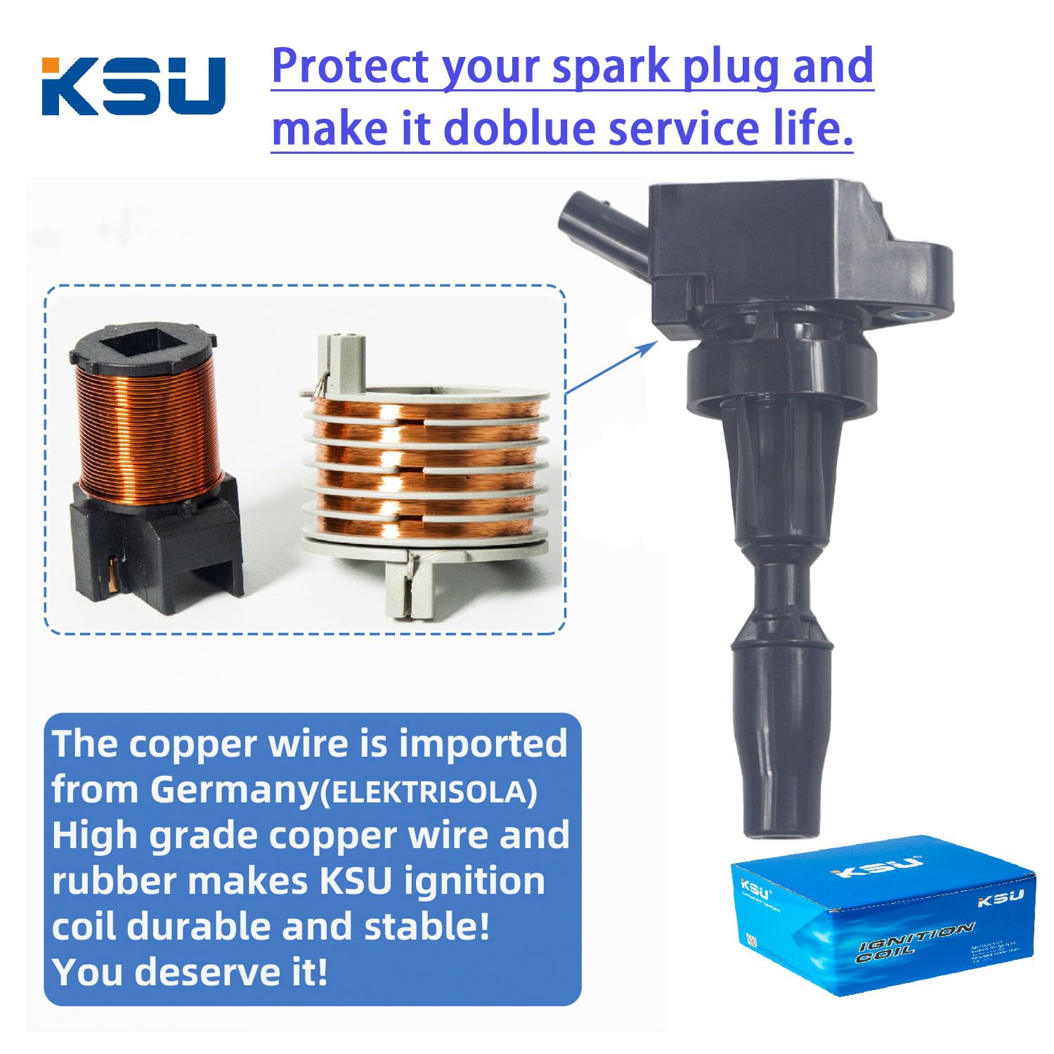 Ksu Ignition Coil Pack Spark Plug For Kia Forte 1.6L L4 Turbocharged 2016 2017 2018 2019 2020 2021 2022 2023 Uf817 27301-2B120
