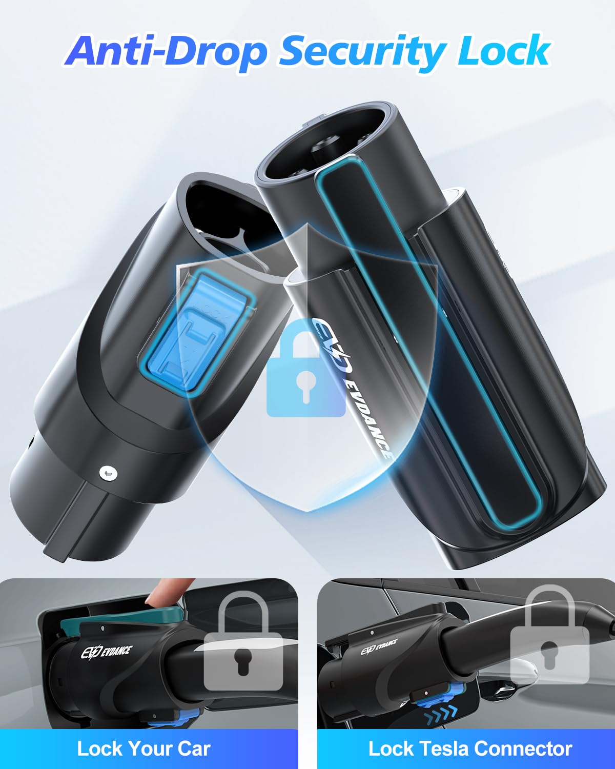 EVDANCE NACS to J1772 Charging Adapter - Max 80 Amp & 250V J1772 EV Adapter Compatible with Tesla High Powered Connectors Destin