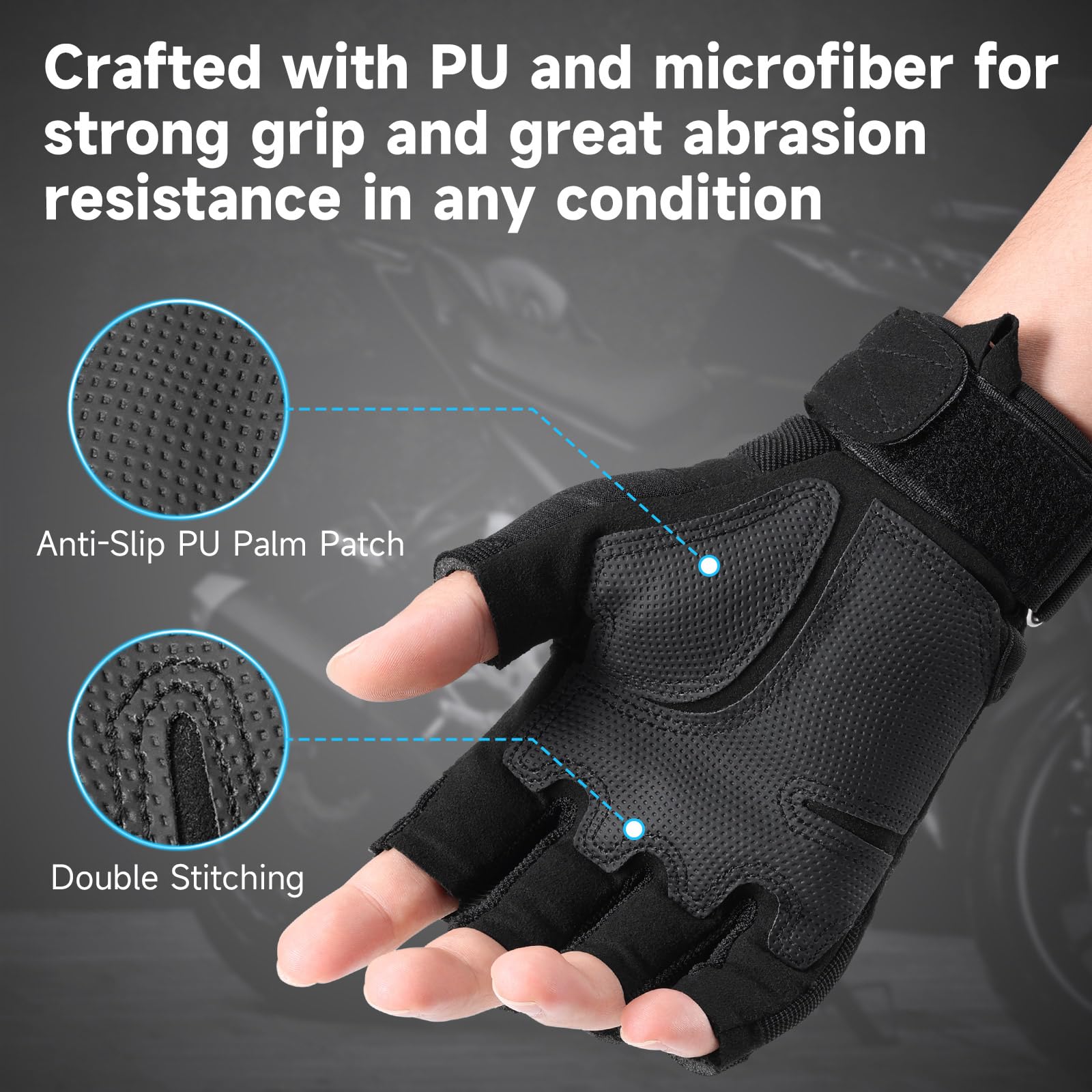 Cierto Tactical Gloves For Men And Women: Fingerless Motorcycle Gloves With Adjustable Wrist For Outdoor Riding, Road Racing, Cy
