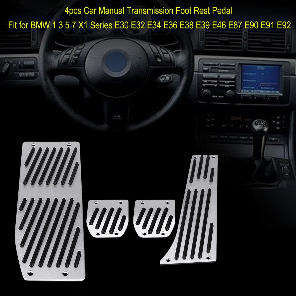 Car Foot Pedal, Brake Foot Pedal 4Pcs Car Manual Transmission Clutch Brake Foot Rest Pedal Pad For 1 3 5 7 X1 Series E30 E32