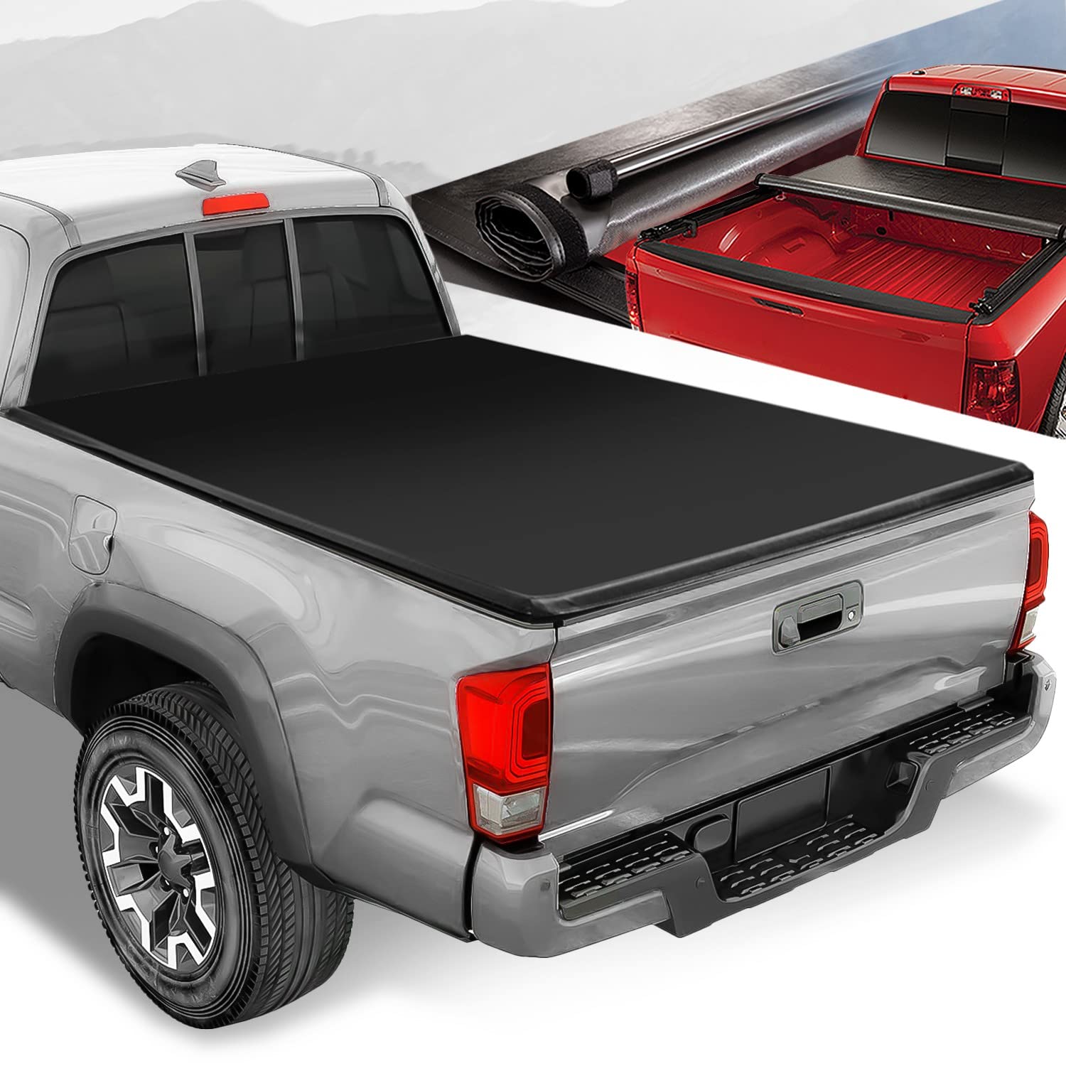 Auto Dynasty Soft Roll-Up Truck Bed Tonneau Cover Compatible With 1997-2003 Ford F-150, 2004 F150 Heritage 6.5Ft/78Inch Fleetsid