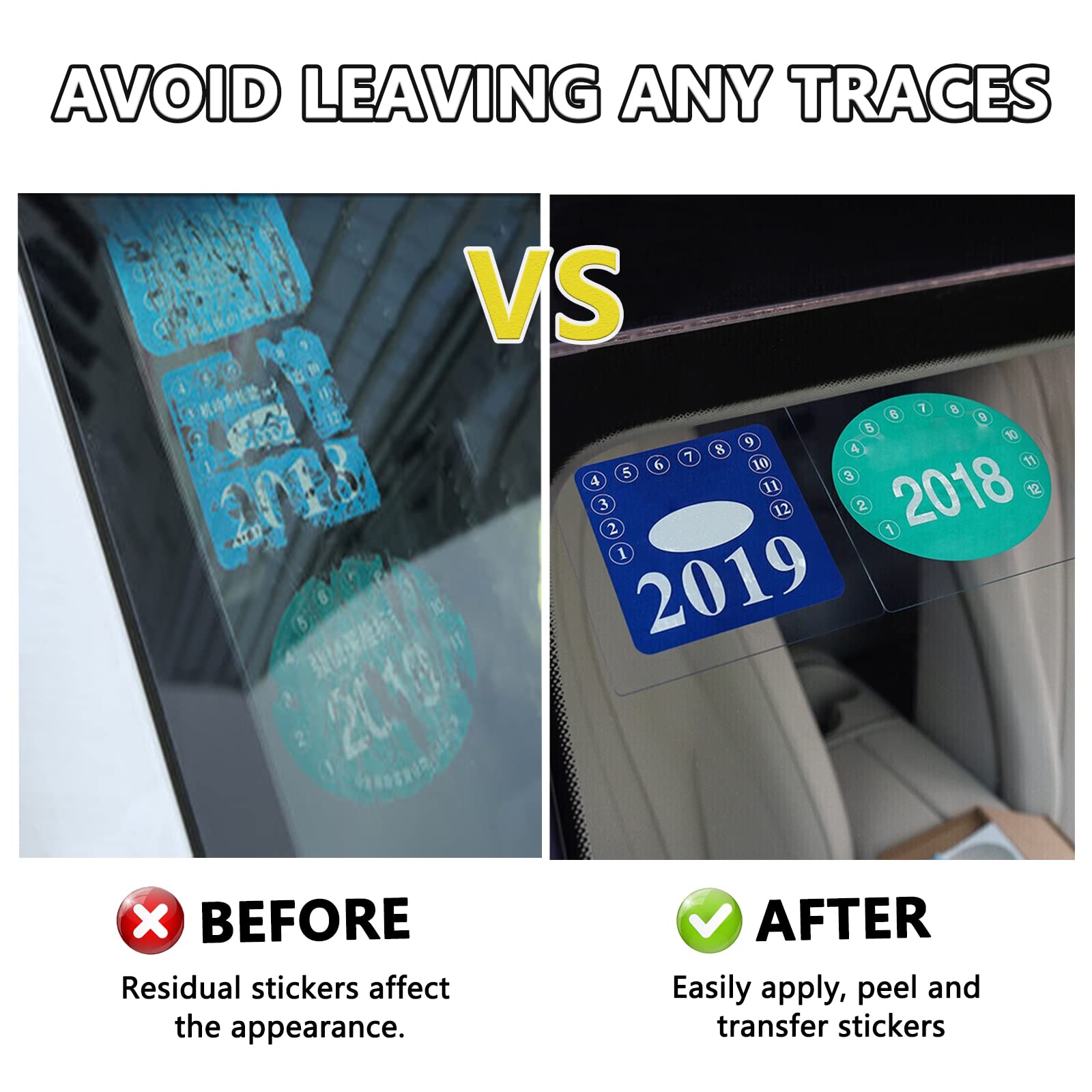 PUSNMI Car Window Clings - 12PCS Transparent PVC Windshield Sticker Applicator 6.3''x6.3'' Static Film for Parking Permit & Inspection