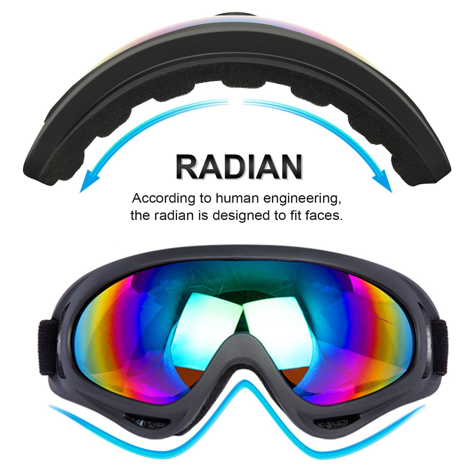 Ljdj Motorcycle Goggles,2 Pack Dirt Bike Atv Motocross Riding Hiking Protective With 2 Pack Neck Breathable Bandana Mask (Black