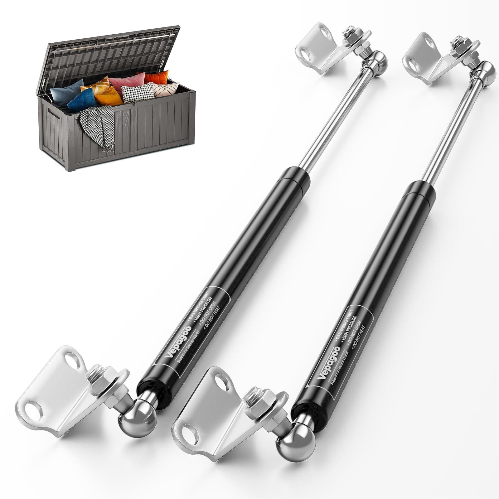 Vepagoo 13 Inch 80Lb/356N Gas Struts Shock With Mounting Brackets, Lift Supports For Toolbox Boat Hatch Cabinet Storage Box Cove