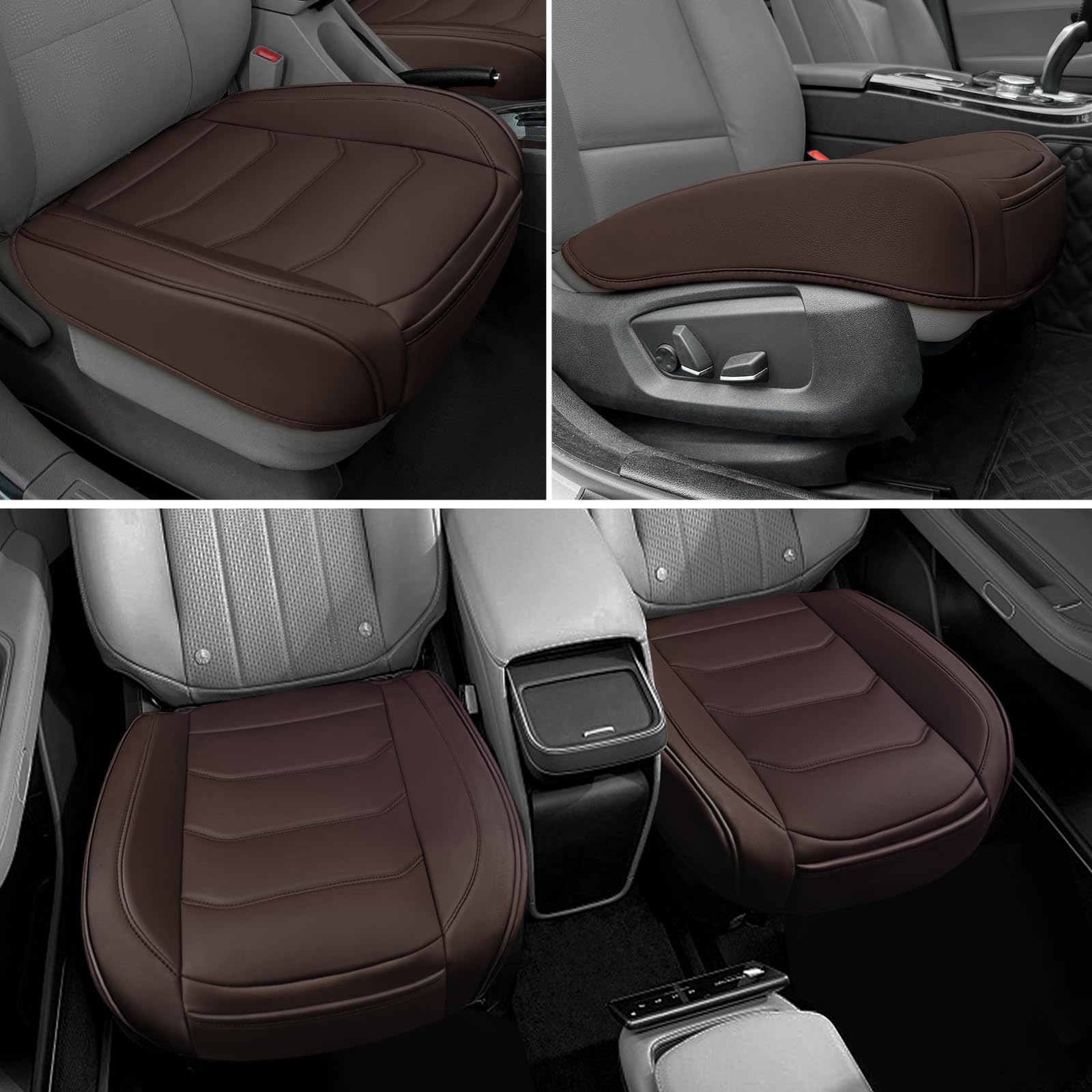 Bopuovre Car Seat Cover For Luxury & Comfort - Pu Leather, Anti-Slip, Full Wrap Protection With Storage Pocket For Bottom Cushio