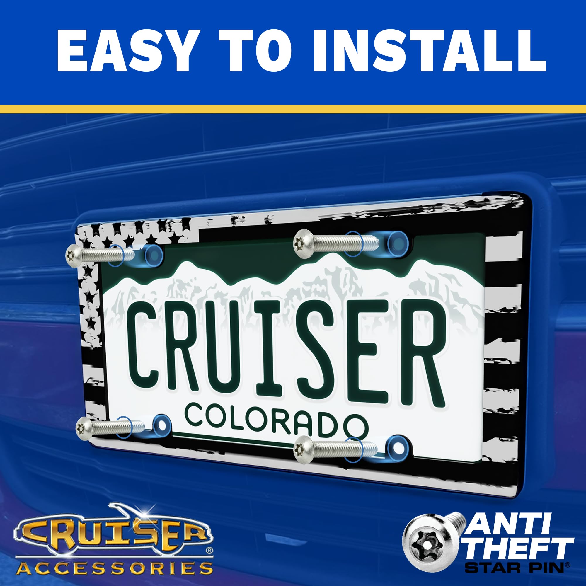 Rock Tamers Cruiser Accessories 19509 Golf Club License Plate Frame - Chrome/Painted, Standard