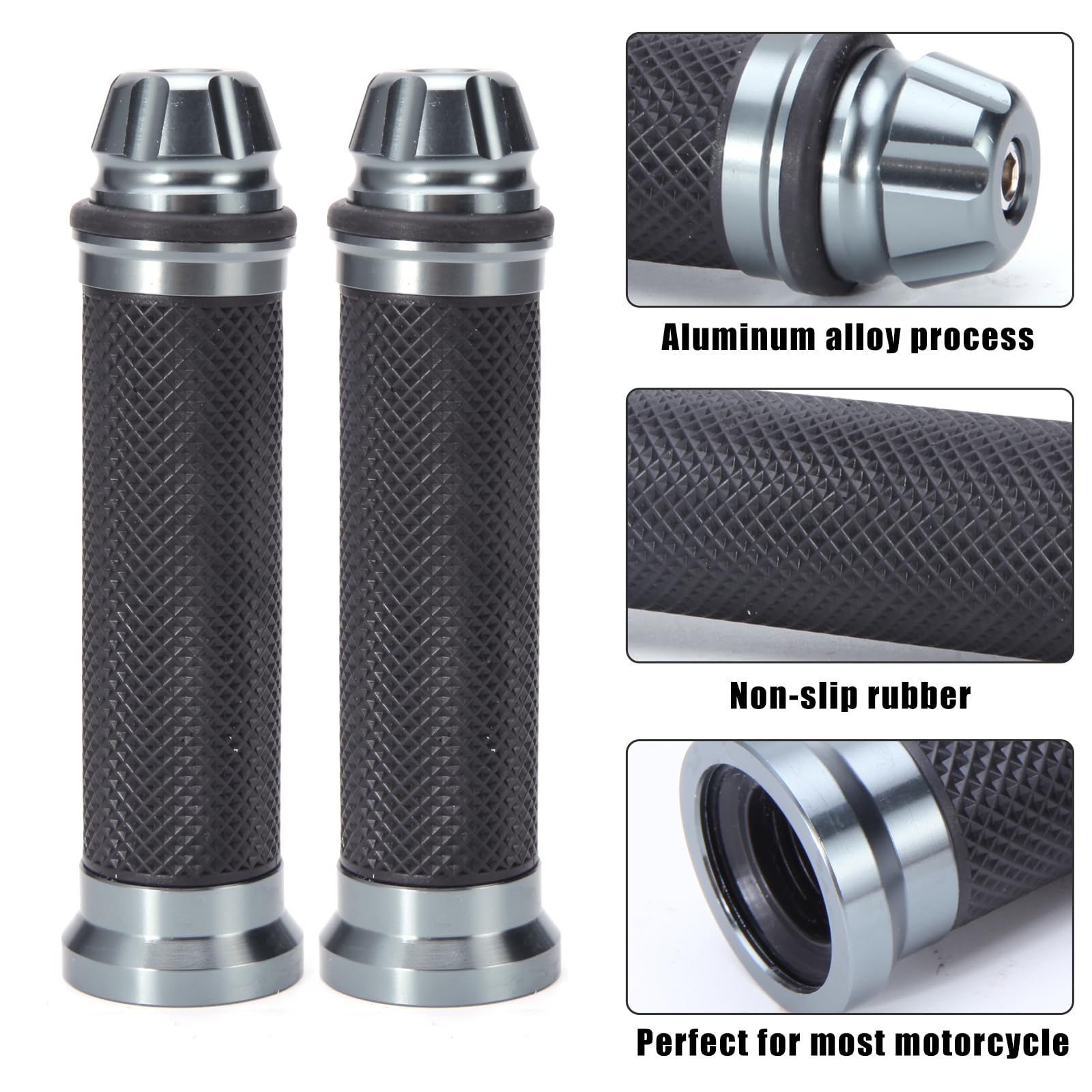 Universal 7/8'' 22Mm Rubber Handlebar Hand Grip Bar End For Motorcycle Bike Cafe Racer