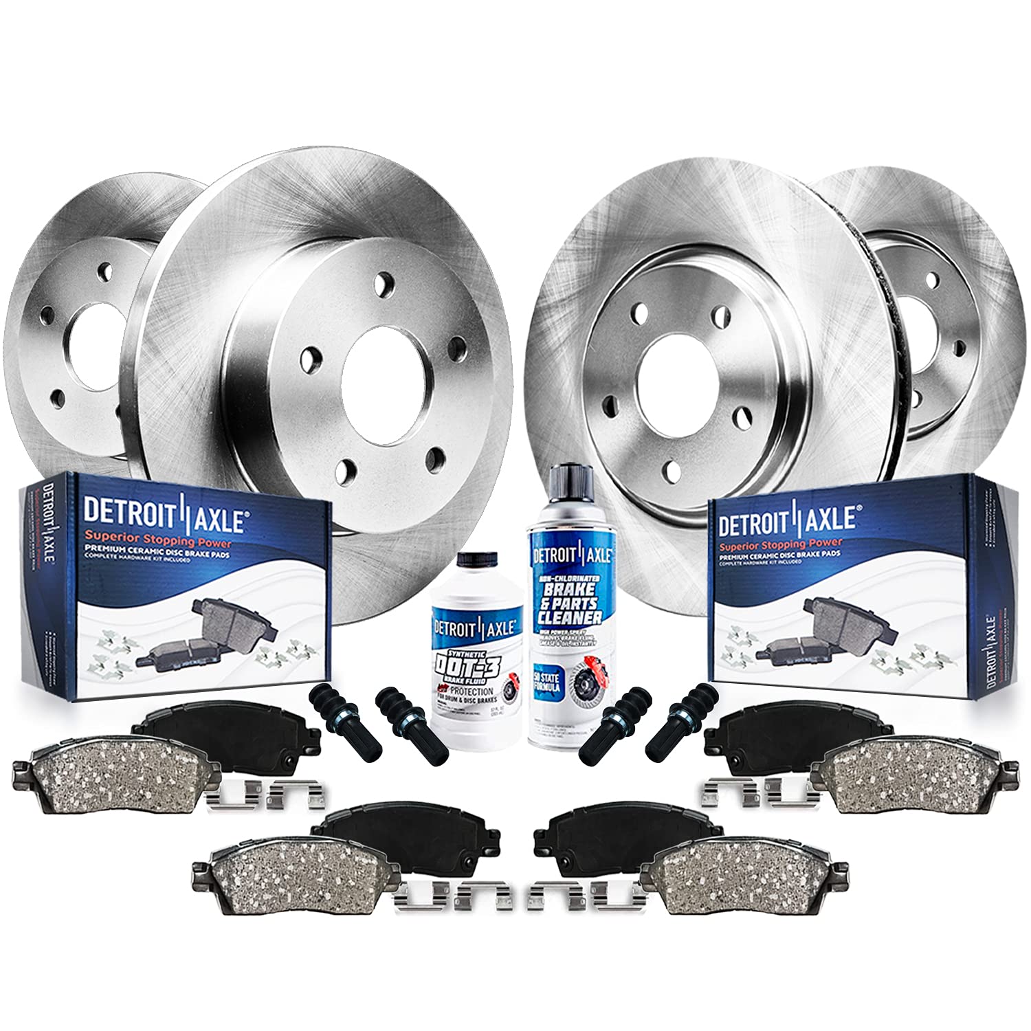 Detroit Axle - Brake Kit for 2000-2005 Toyota Celica GTS Brake Rotors and Ceramic Brakes Pads 2001 2002 2003 2004 Front and Rear