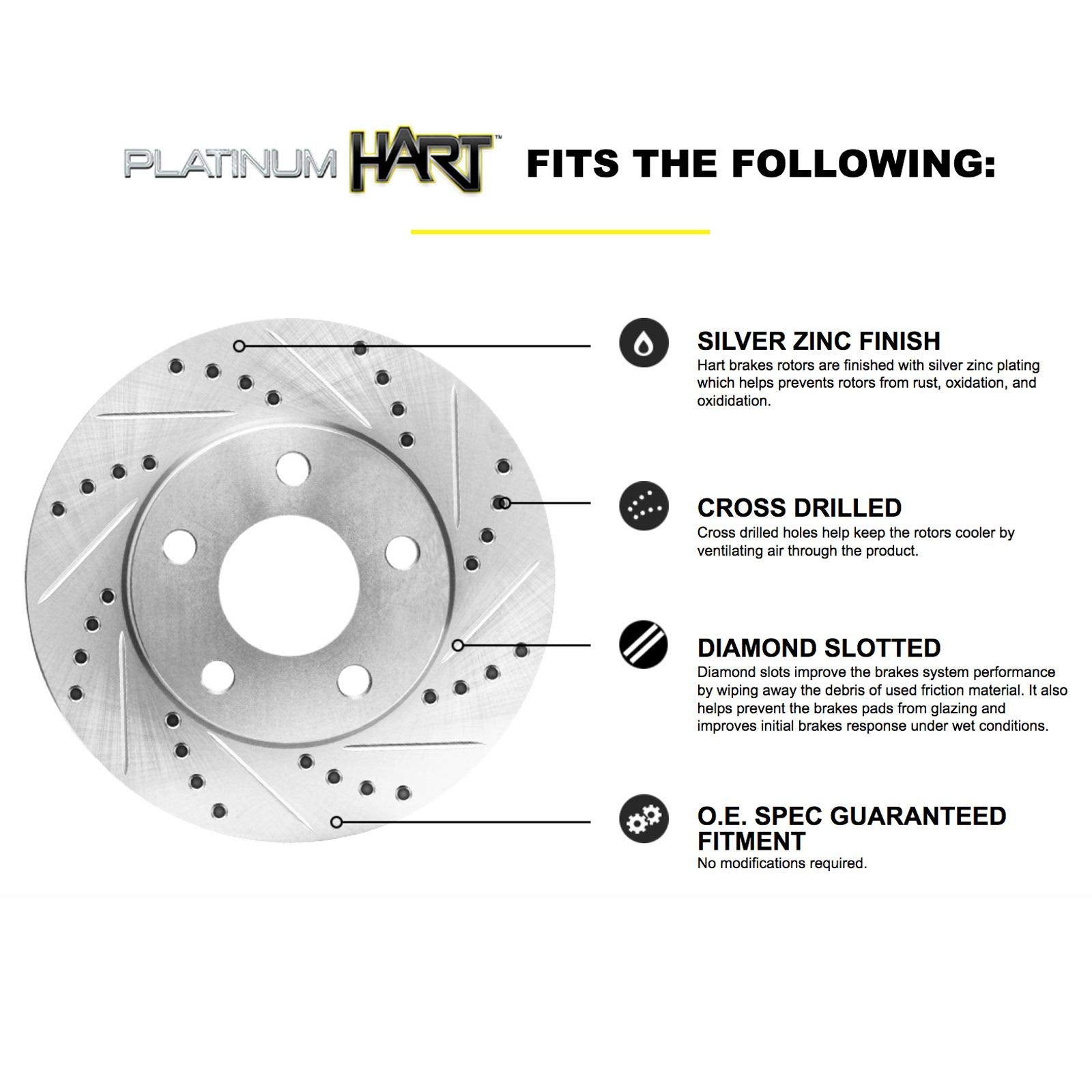 Hart Brakes Front Brakes And Rotors Kit |Front Brake Pads| Brake Rotors And Pads| Ceramic Brake Pads And Rotors |Fits 2004-2010