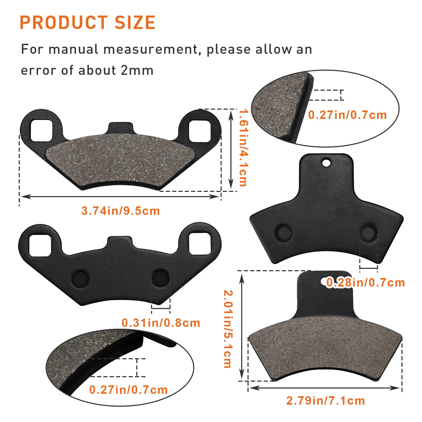 Front And Rear Brake Pad Replacement For Polaris Sportsman 500 335 400 500 4 X 4 Rse Ho Scrambler 400 Trail Blazer 250 Scrambler