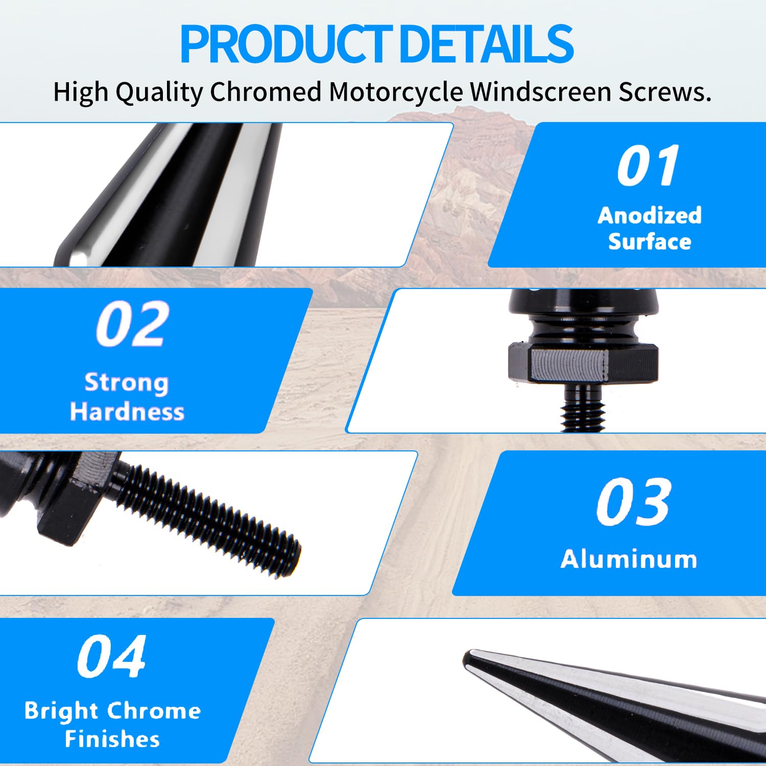 Windshield Screws Black Road Glide Windshield Spike Bolts Windscreen Screws Fit for Harley Touring Models Street Glide Windshiel