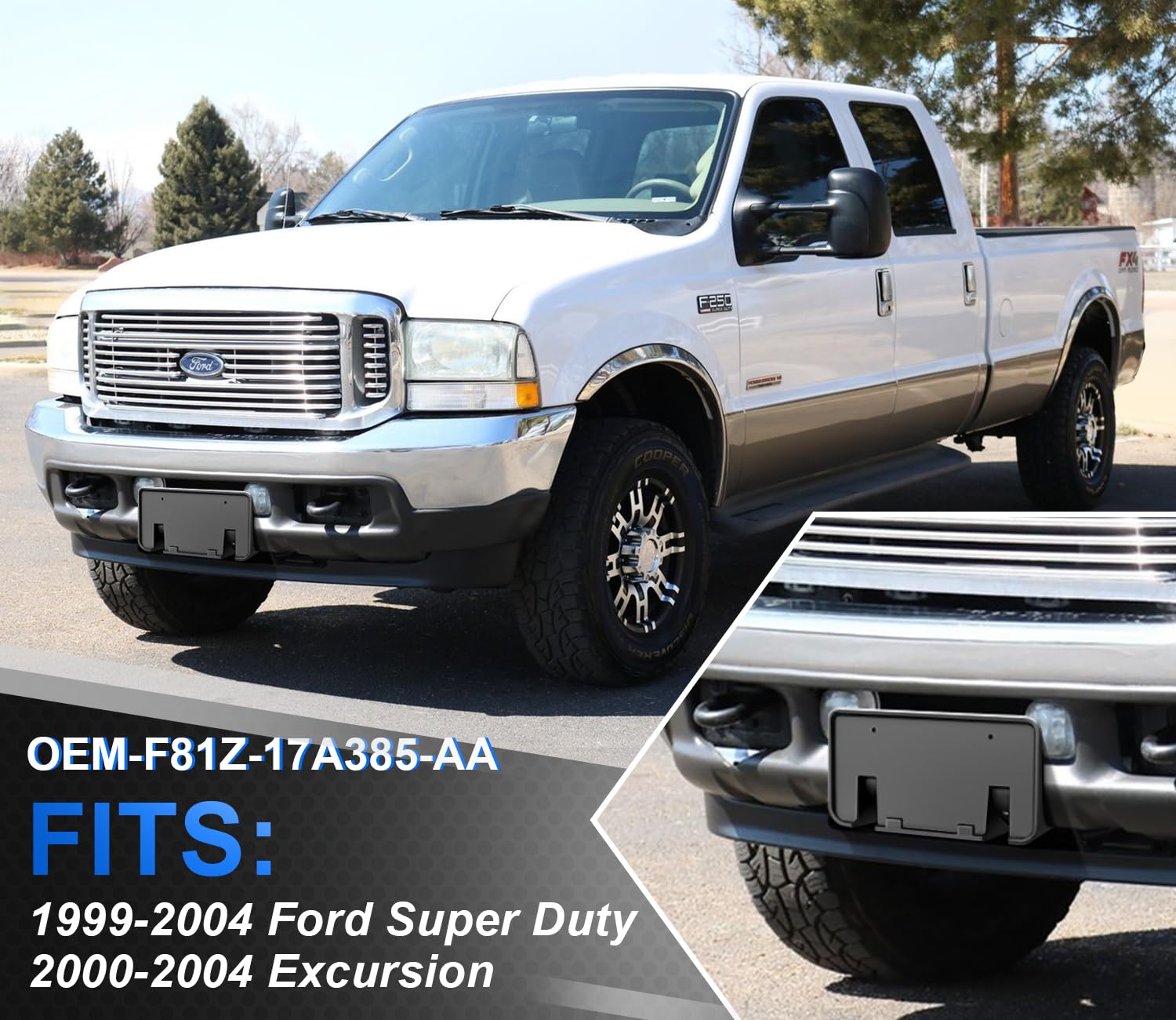 GZSH Front License Plate Frame for 1999-2004 Ford Super Duty & Excursion, Model GZSH-2208, OE Replacement F81Z-17A385-AA