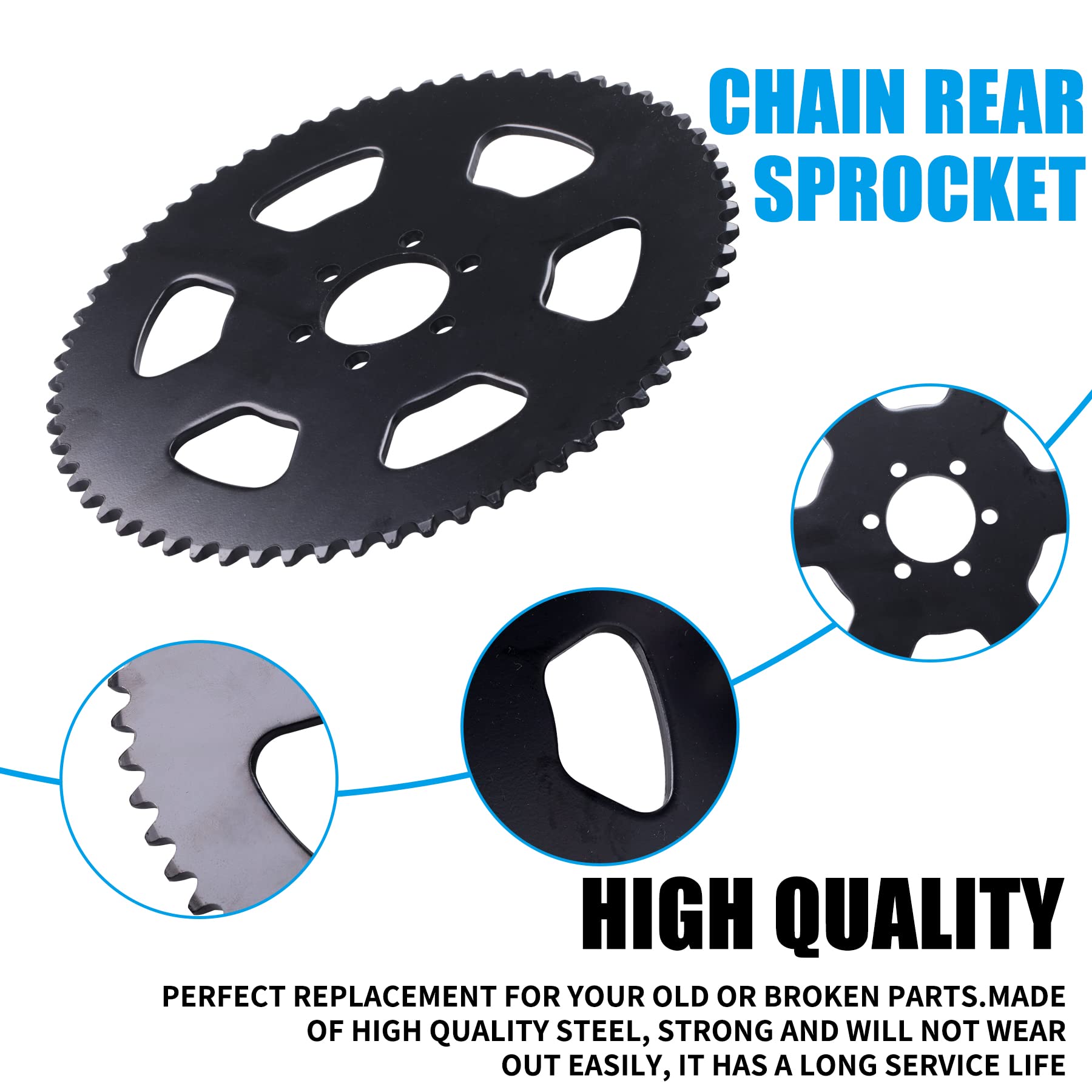 JINGKE 65 Teeth #35 Chain Rear Sprocket Compatible with 100cc 98cc 97cc 2.5hp Coleman CT100U Trail CK100 CC100X Baja Doodle Bug