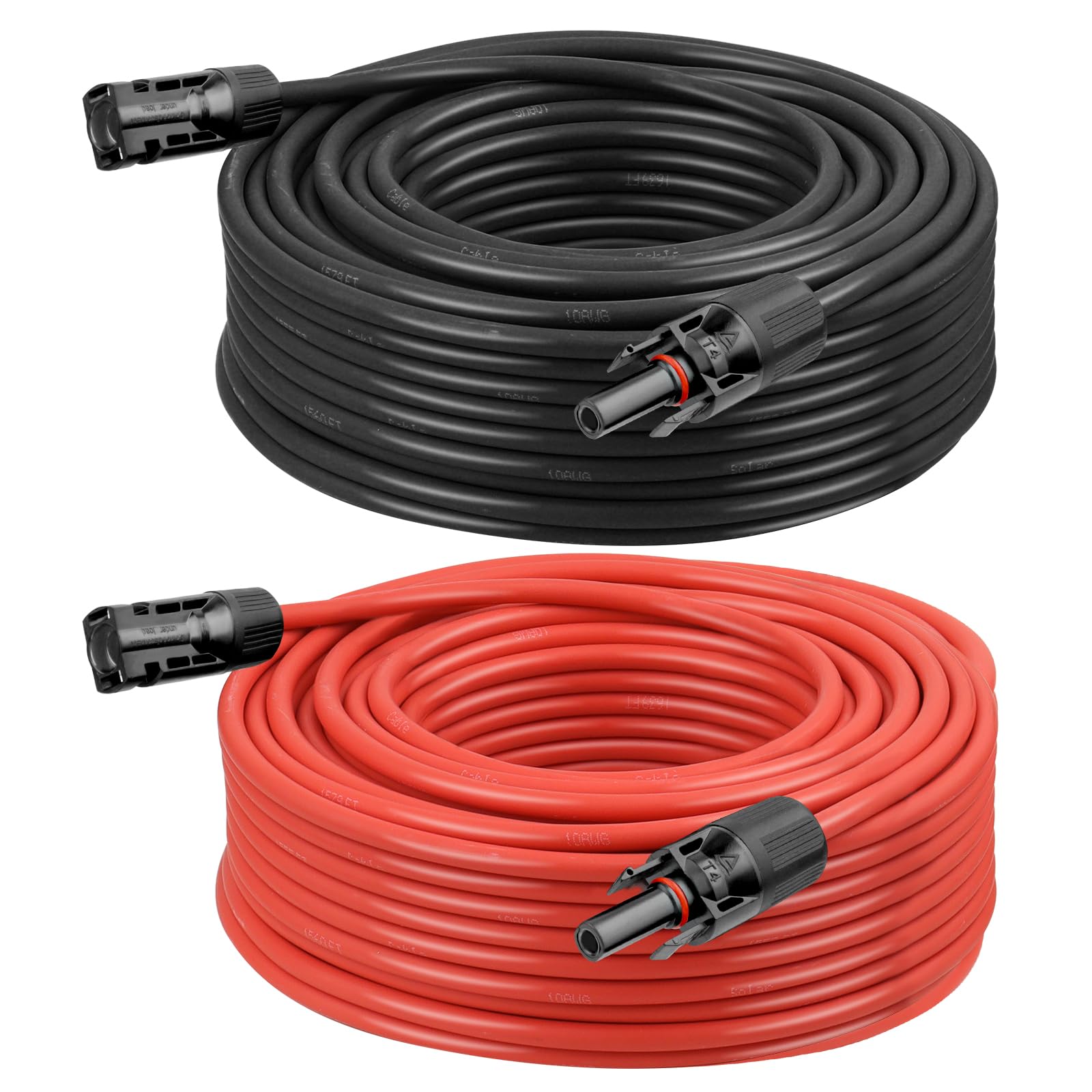 10 AWG Solar Extension Cable 200FT Black + 200FT Red, 10 Gauge Solar Panel Wire Male to Female Tinned Copper Wire for Solar Pane
