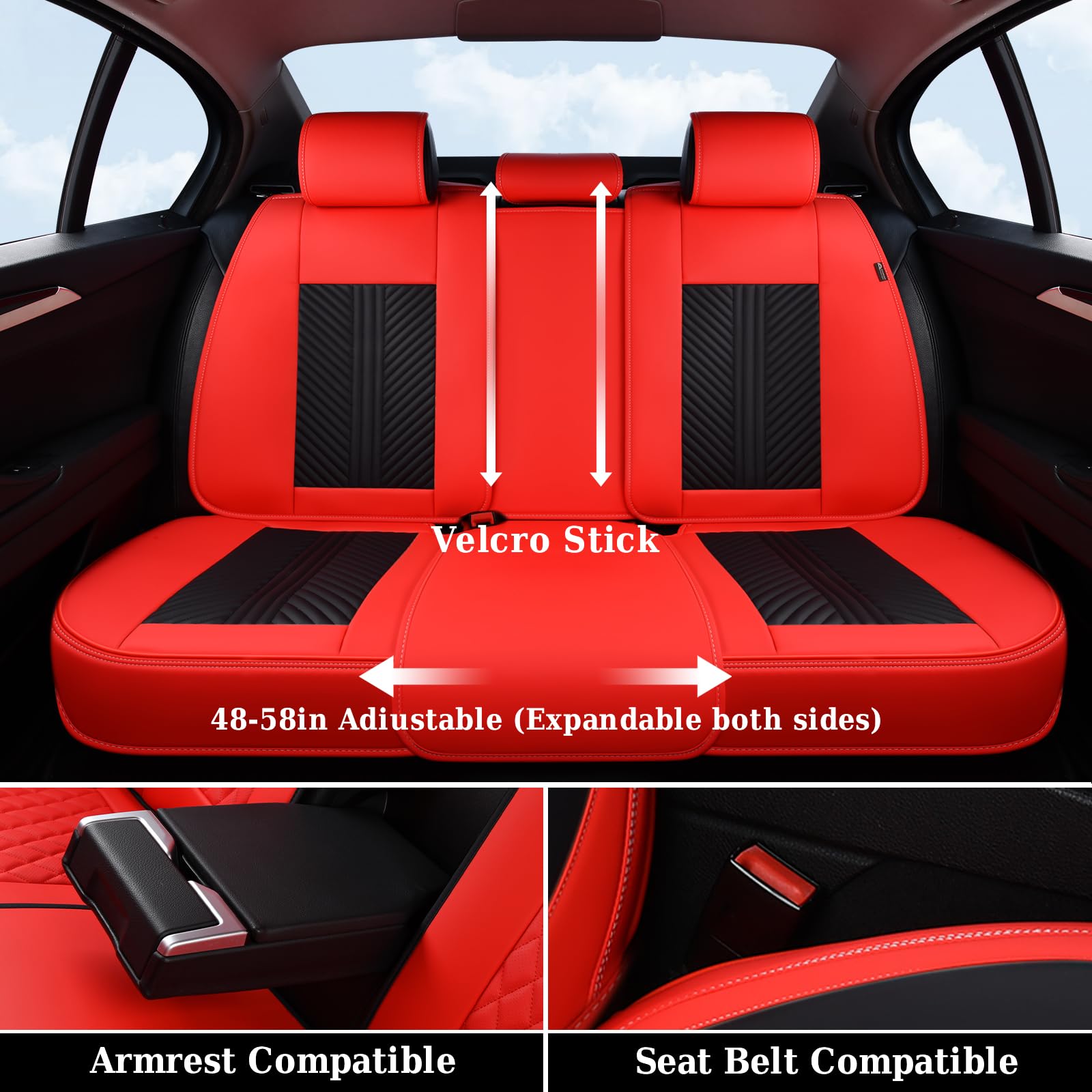 Coverado Car Seat Covers Full Set, 5 Seats Leather Seat Covers For Cars, Waterproof Front And Rear Car Seat Cushions Protectors
