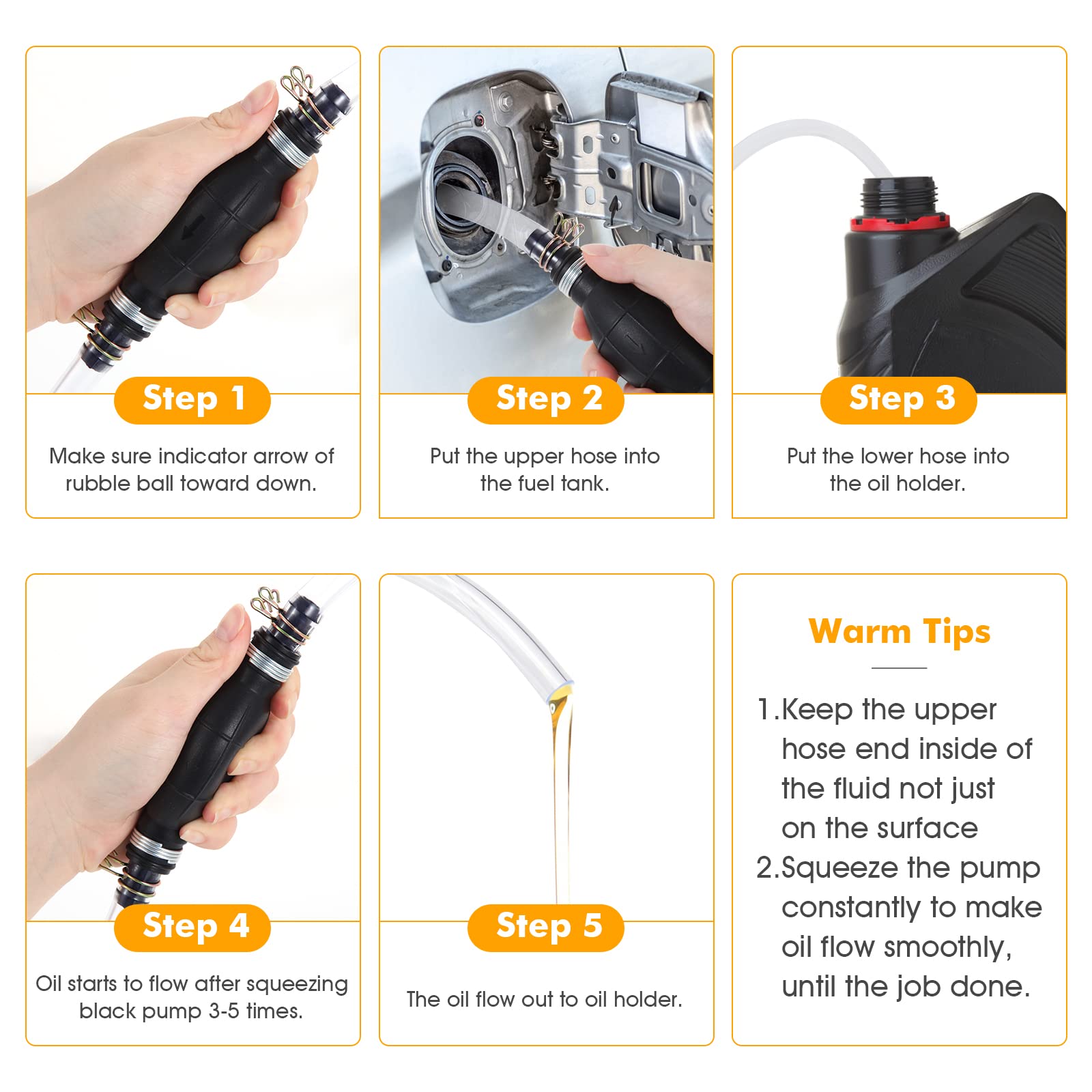 H-Veenjor Gasoline Siphon Hose Pump, Hand Fuel Transfer Pump, High Flow Gas Siphon Pump For Water Gasoline Oil Petrol Diesel, Ma