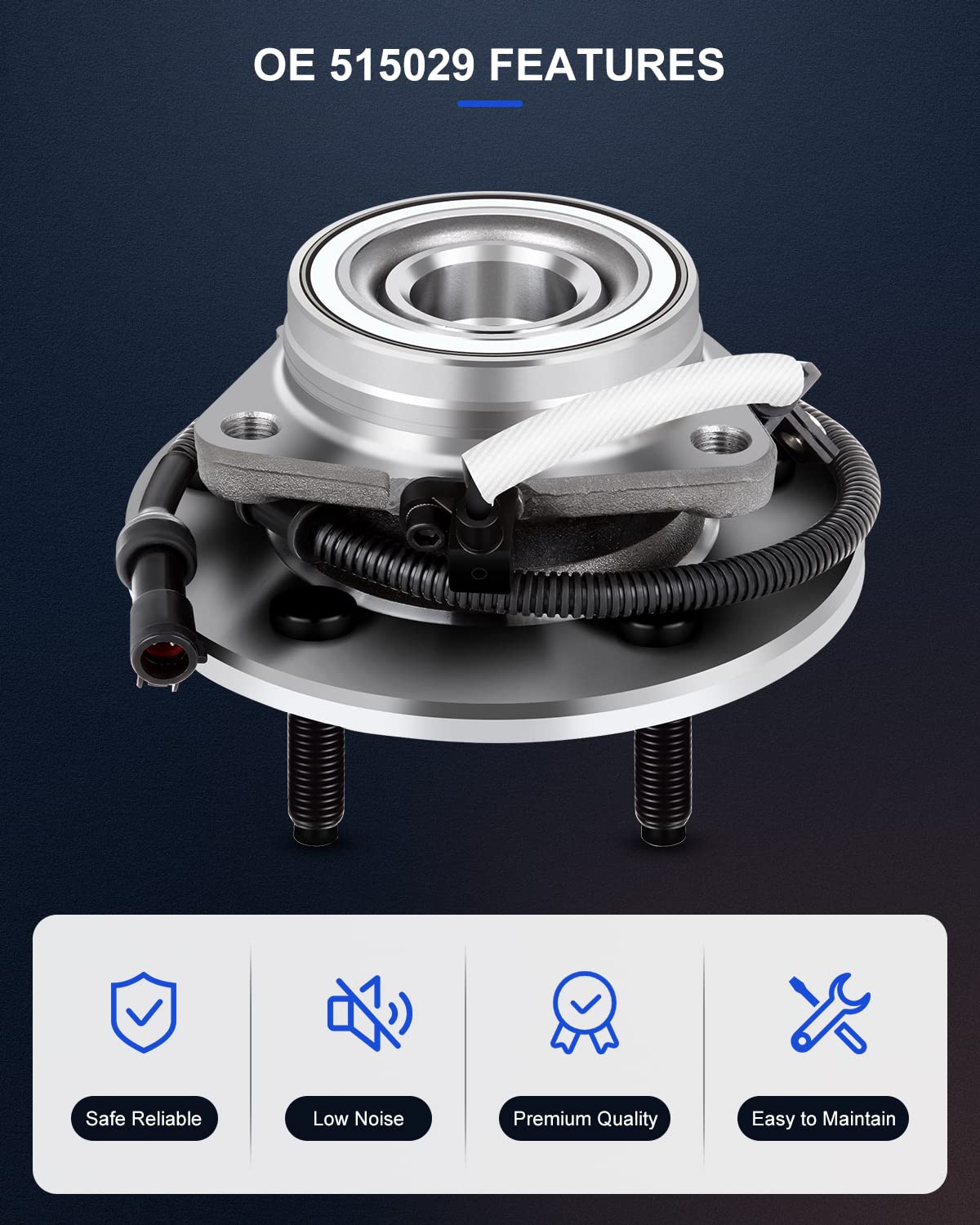 ECCPP 515029 Wheel Hub and Bearing Assembly Front fit Ford F-150 Ford F-150 Heritage 2000-2004 5 lugs 4x4 4WD wheel hub with ABS