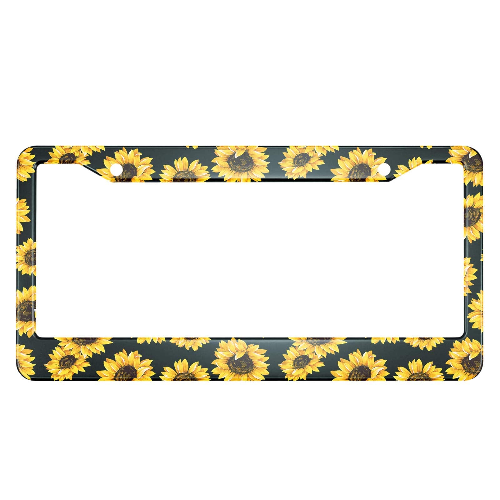 HOSNYE Watercolor Sunflower License Plate Frame Yellow Colorful Sunflower Metal License Plate Cover Front Plates Frames Car Tag 