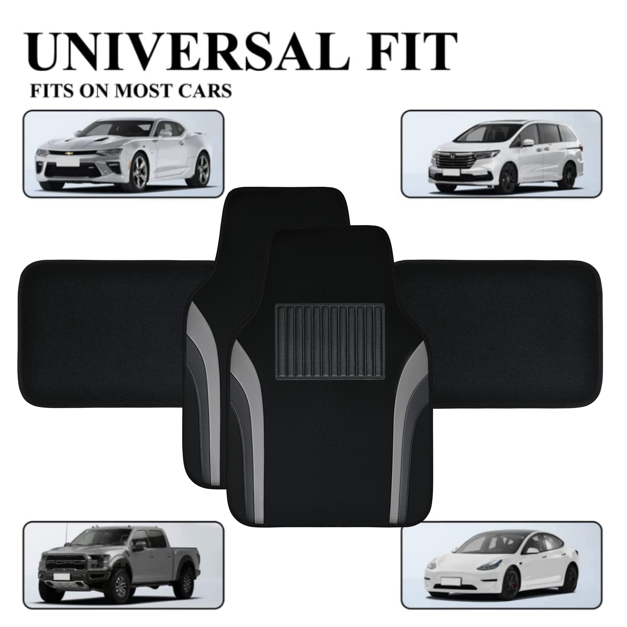 Car Pass Leather Waterproof Sporty Car Floor Mats Carpet,Universal Automotive Floor Mat Fit For Sedans, Cars, Mid Trucks, Vans,