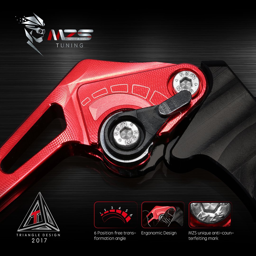 Mzs Red Motorcycle Clutch Brake Levers Short Adjustable Cnc Compatible With Grom Msx125 14-25 / Cbr500R Cb500F Cb500X 13-21 / Cb
