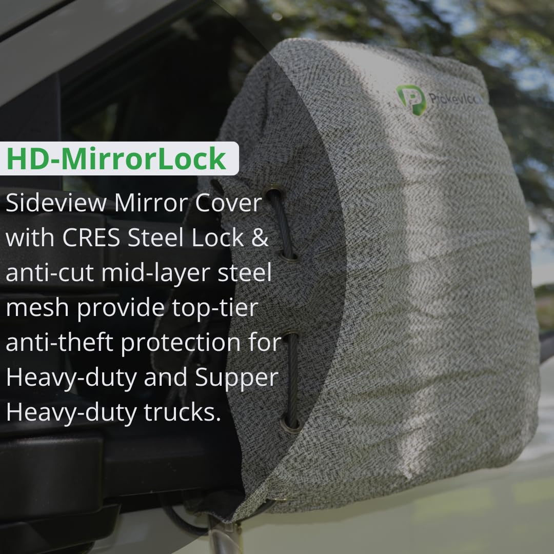 Prokevlock HD-MirrorLock for Trucks - Anti-Theft Side Mirror Covers, Grey, 16x14x6 Inches, Steel Mesh, Model PRKL